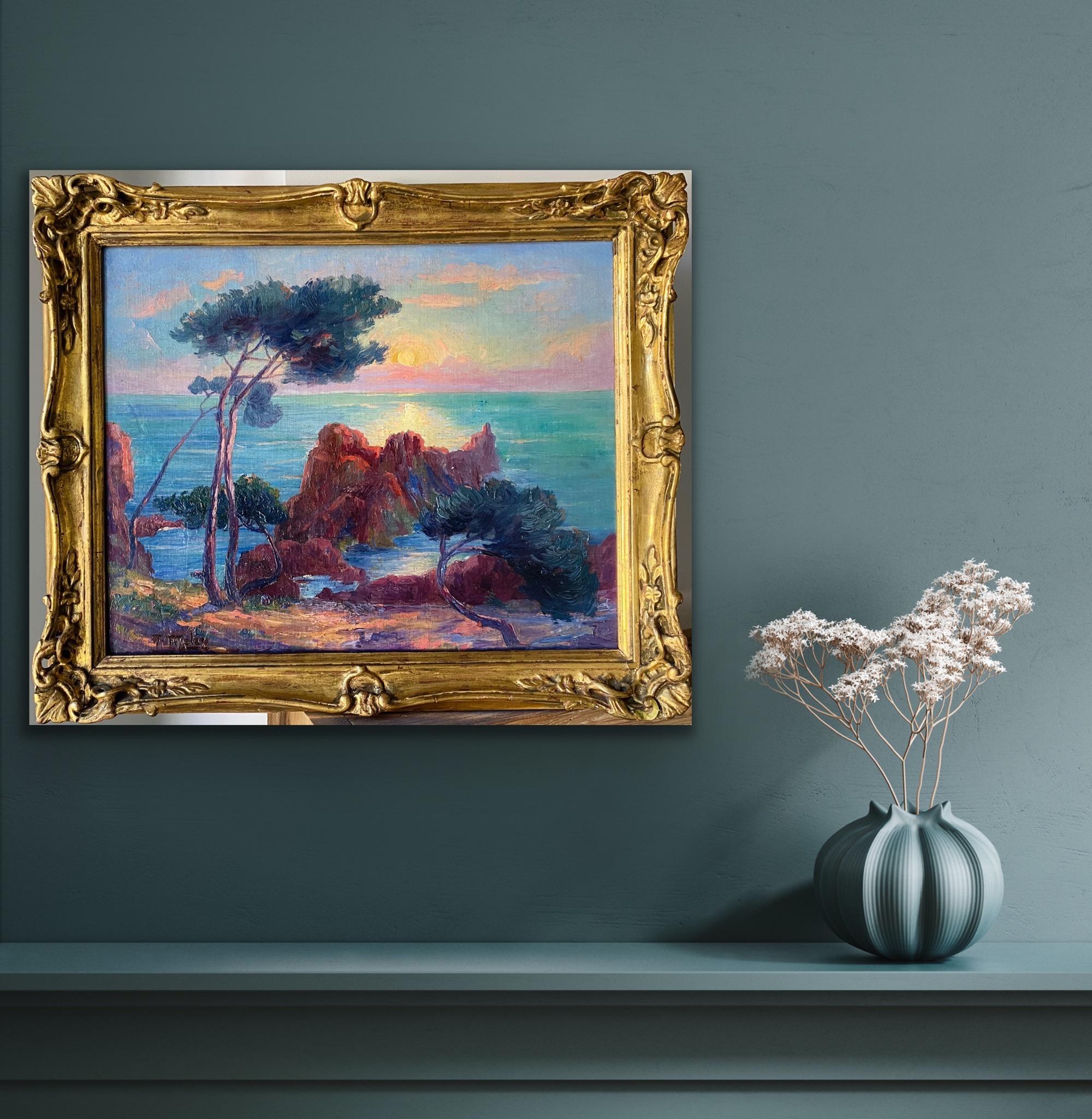French Post Impressionist Sunset Seascape Sea Mediterranean Coast Monet 1