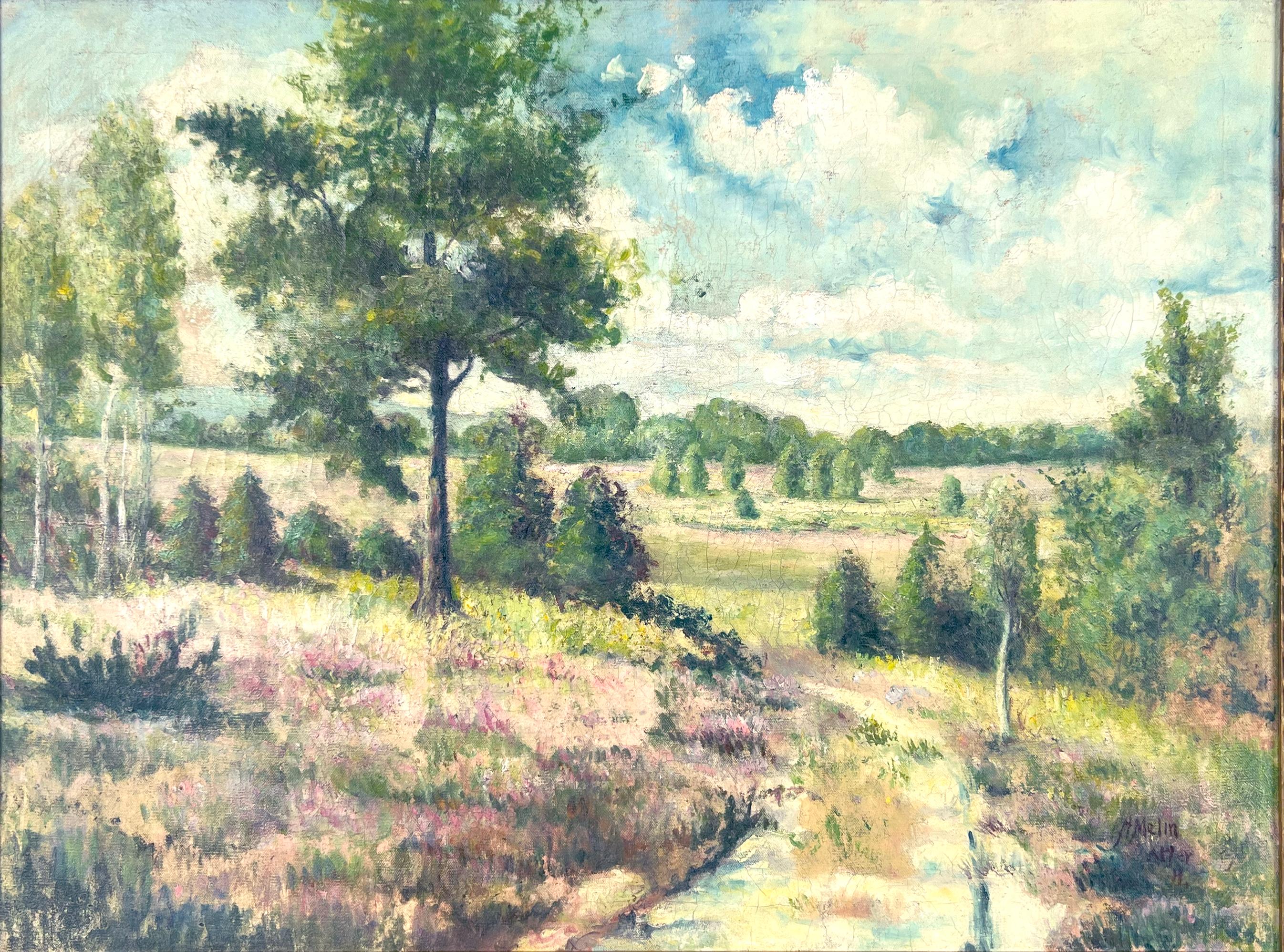 Arley - Staffordshire Heights England Landscape and Meadows by Melin - Painting by A. Melin