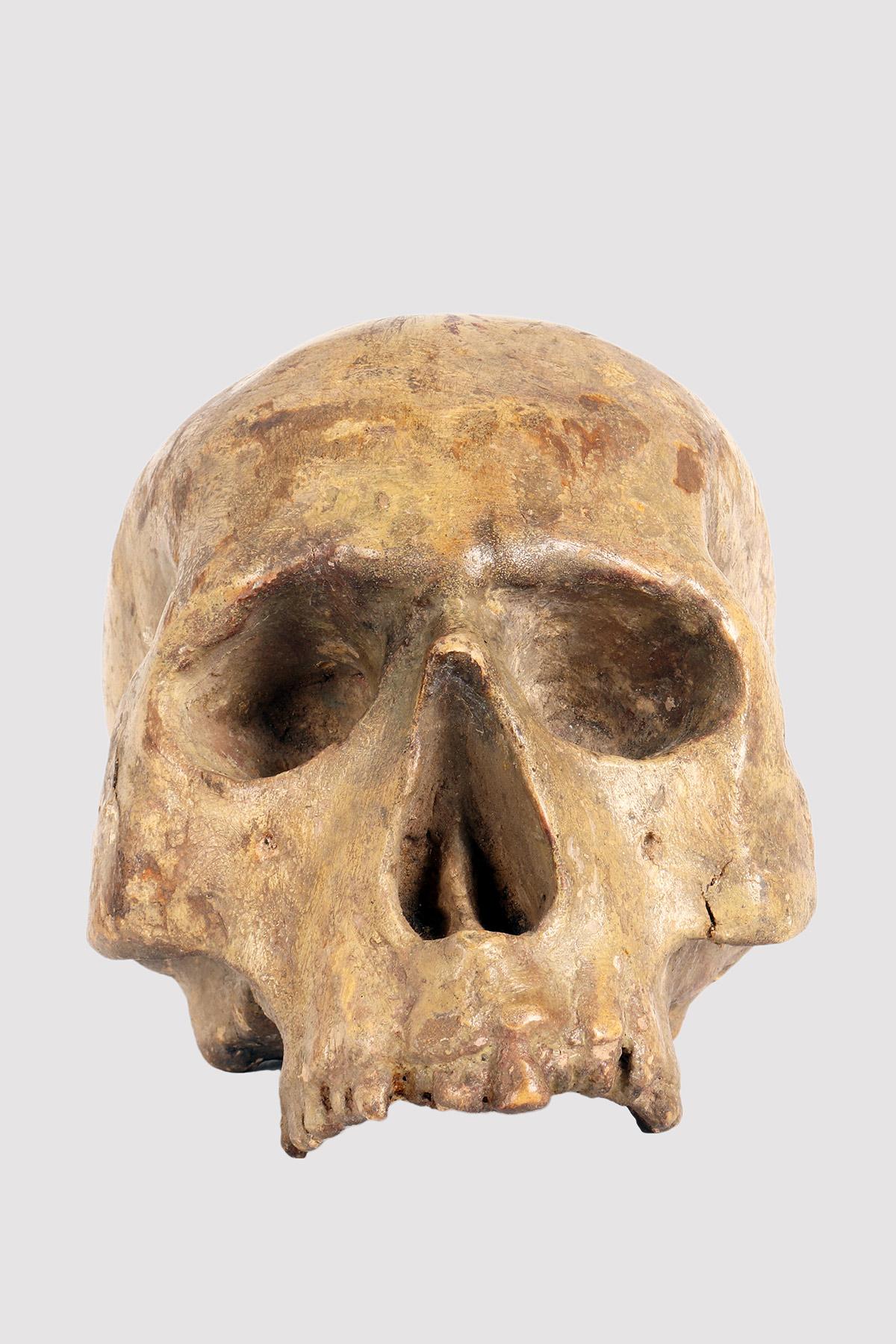 Memento Mori aus Holz mit Chrismon, Monogramm von Christus, Italien um 1600. im Zustand „Gut“ im Angebot in Milan, IT