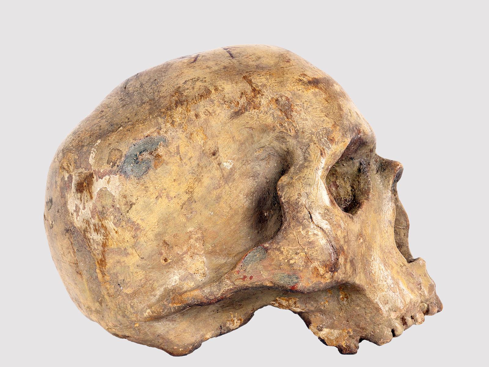 Memento Mori aus Holz mit Chrismon, Monogramm von Christus, Italien um 1600. im Angebot 2