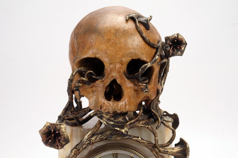 A Memento Mori on column with clock, France 1850. at 1stDibs