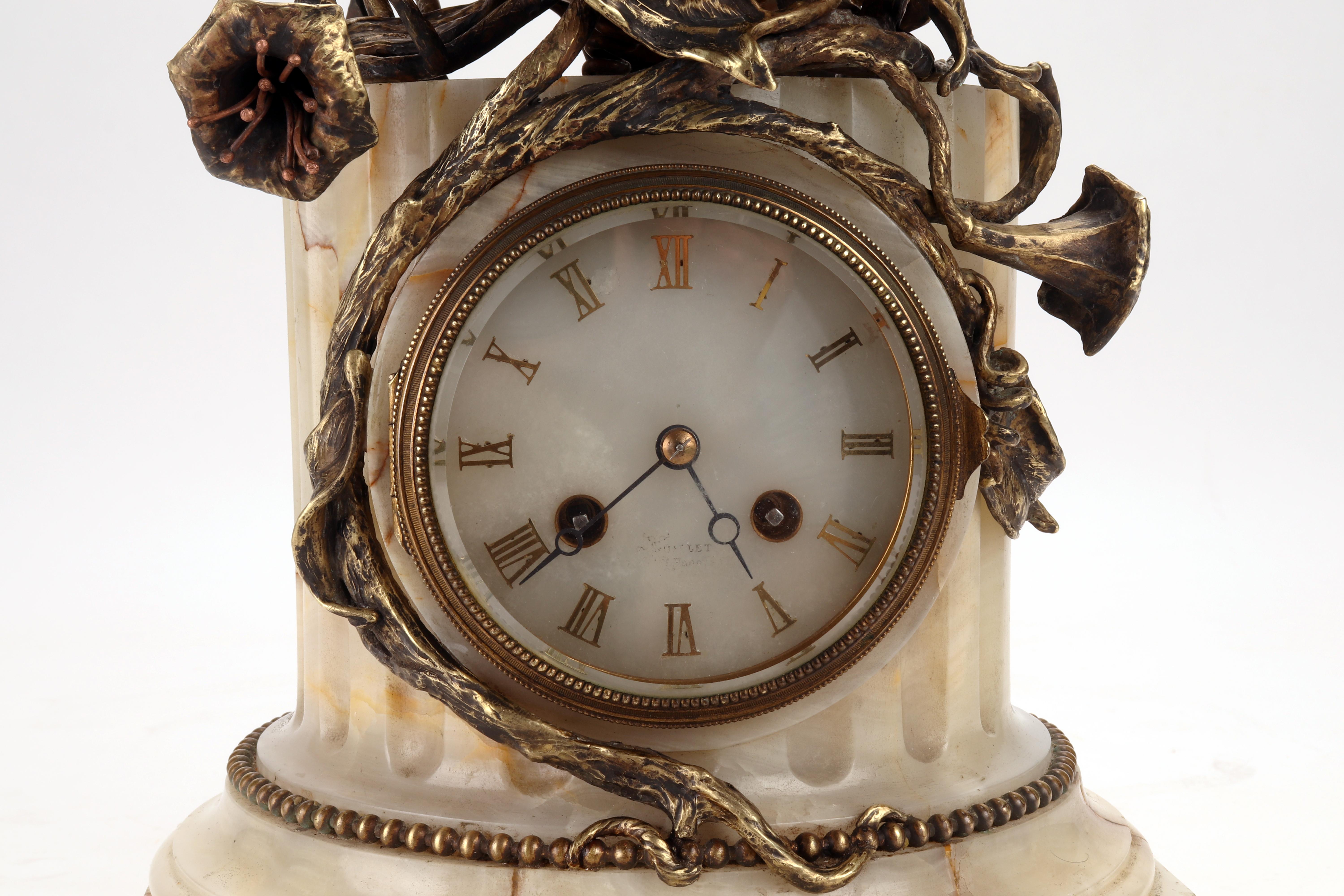 French A Memento Mori on column with clock, France 1850.  