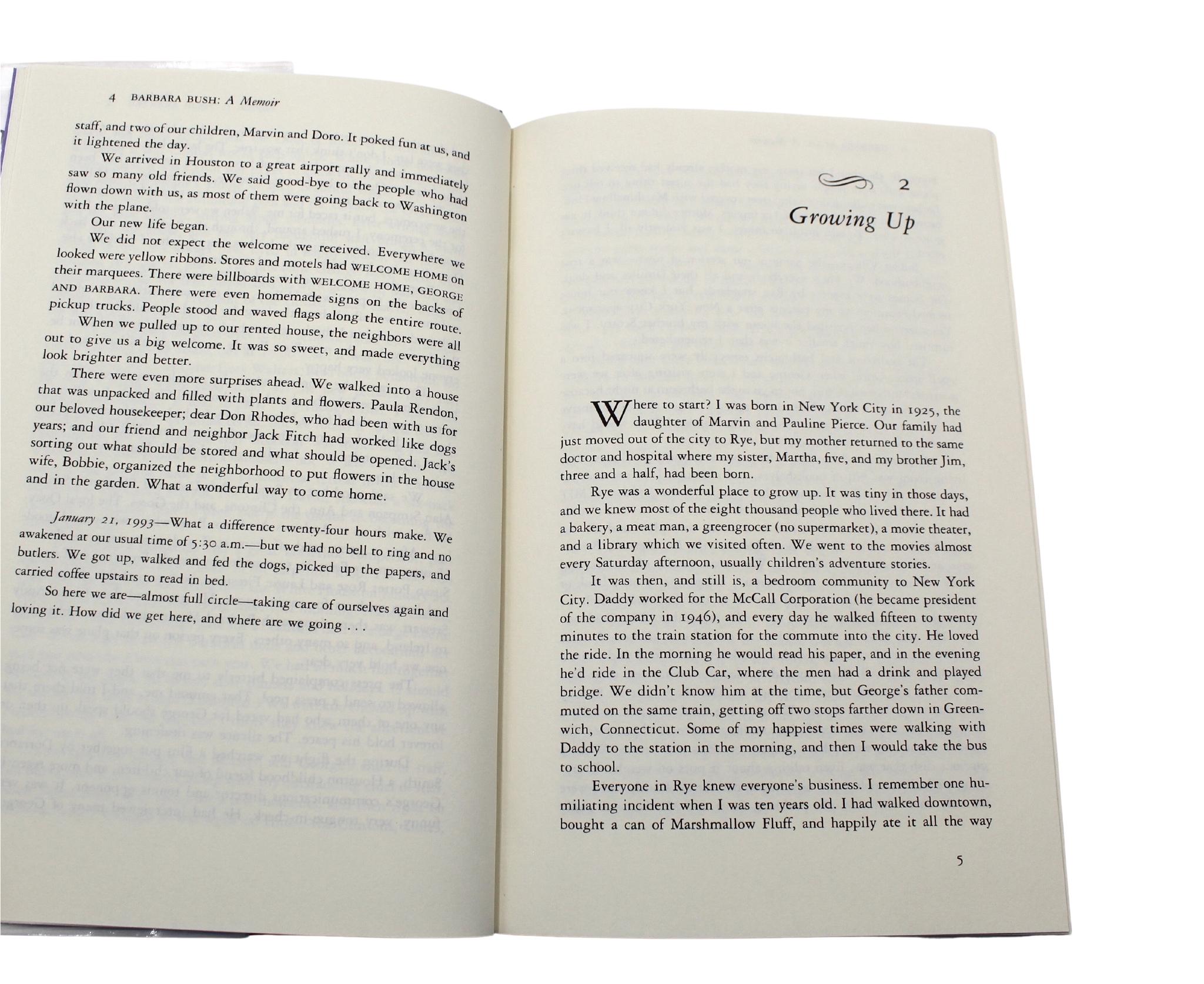 Paper Memoir, Signed by Barbara Bush, in Original Dust Jacket, 1994 For Sale