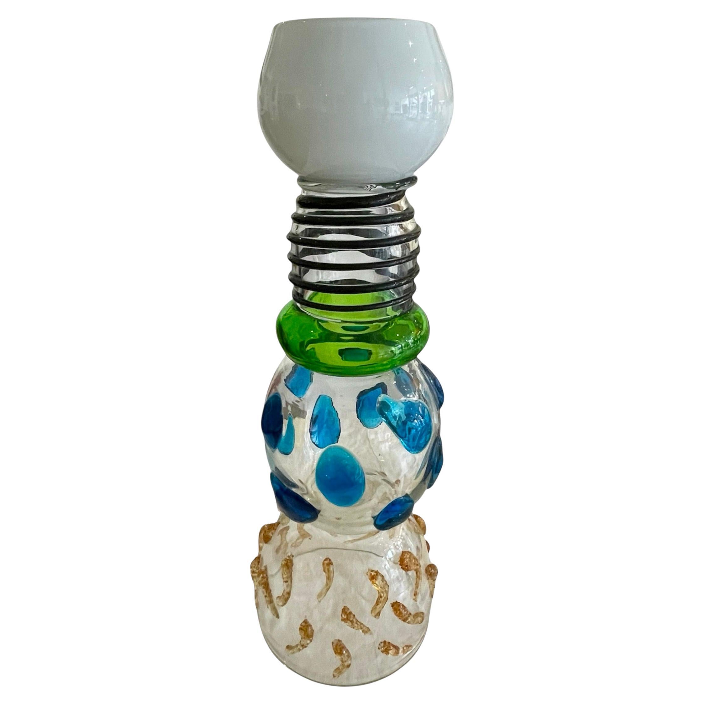 Postmoderno Un vaso in vetro Memphis Milano Alcor disegnato da Ettore Sottsass in vendita