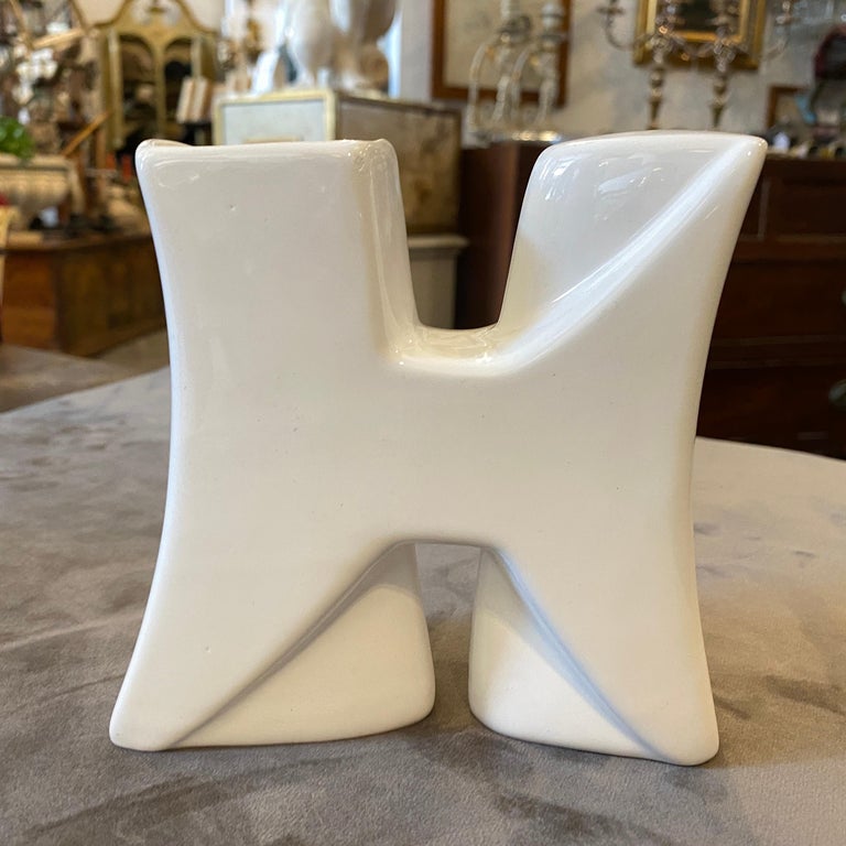 Italian Memphis Style White Ceramic Vase by Roberto Rigon, circa 1980