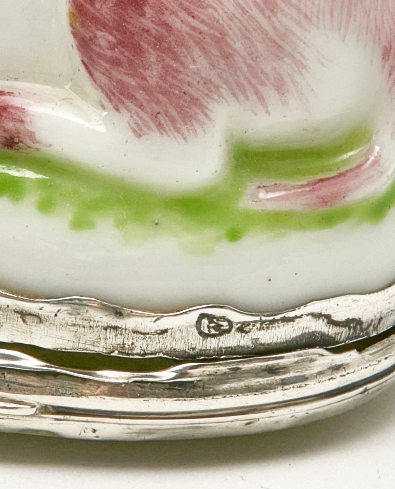 Rococo A Mennecy Silver Mounted Soft Paste Porcelain Snuff Box of a Dromedary For Sale