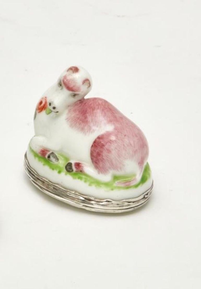 A Mennecy Silver Mounted Soft Paste Porcelain Snuff Box of a Dromedary For Sale 2