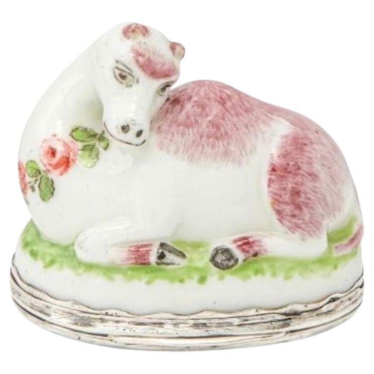 A Mennecy Silver Mounted Soft Paste Porcelain Snuff Box of a Dromedary