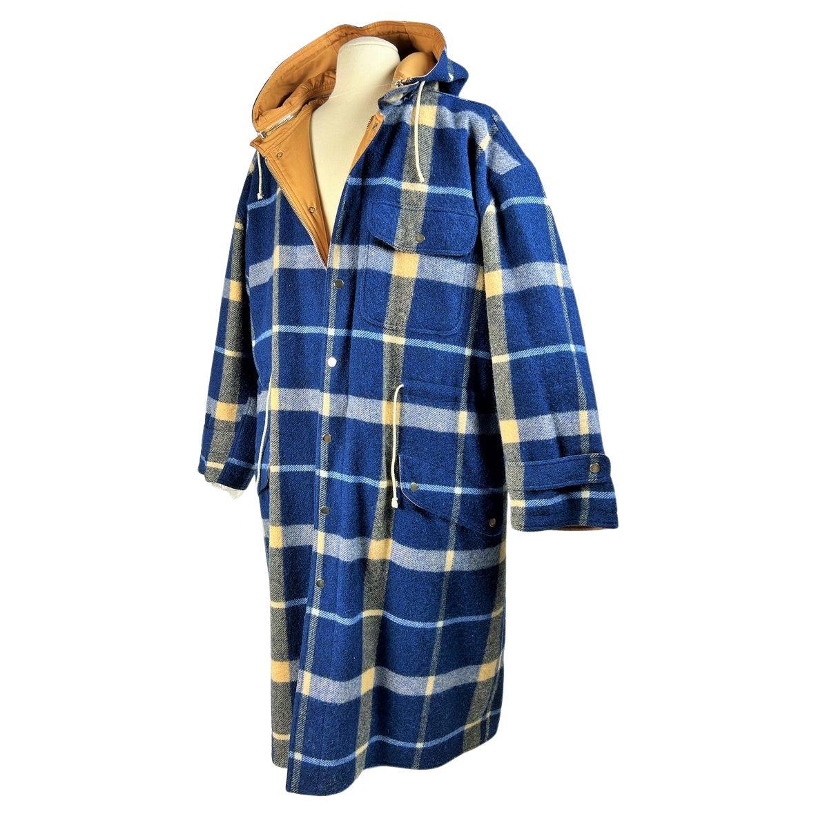 A Men's Wool Tartan Trenchcoat by André Courrèges - France Circa 2000 For Sale