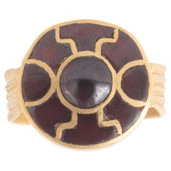A Merovingian High Karat Gold And Garnet Finger Ring Circa 5th Century A.D.