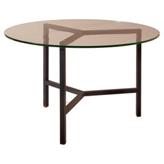 Retro A metal and glass round dining table, Italy, 1950s