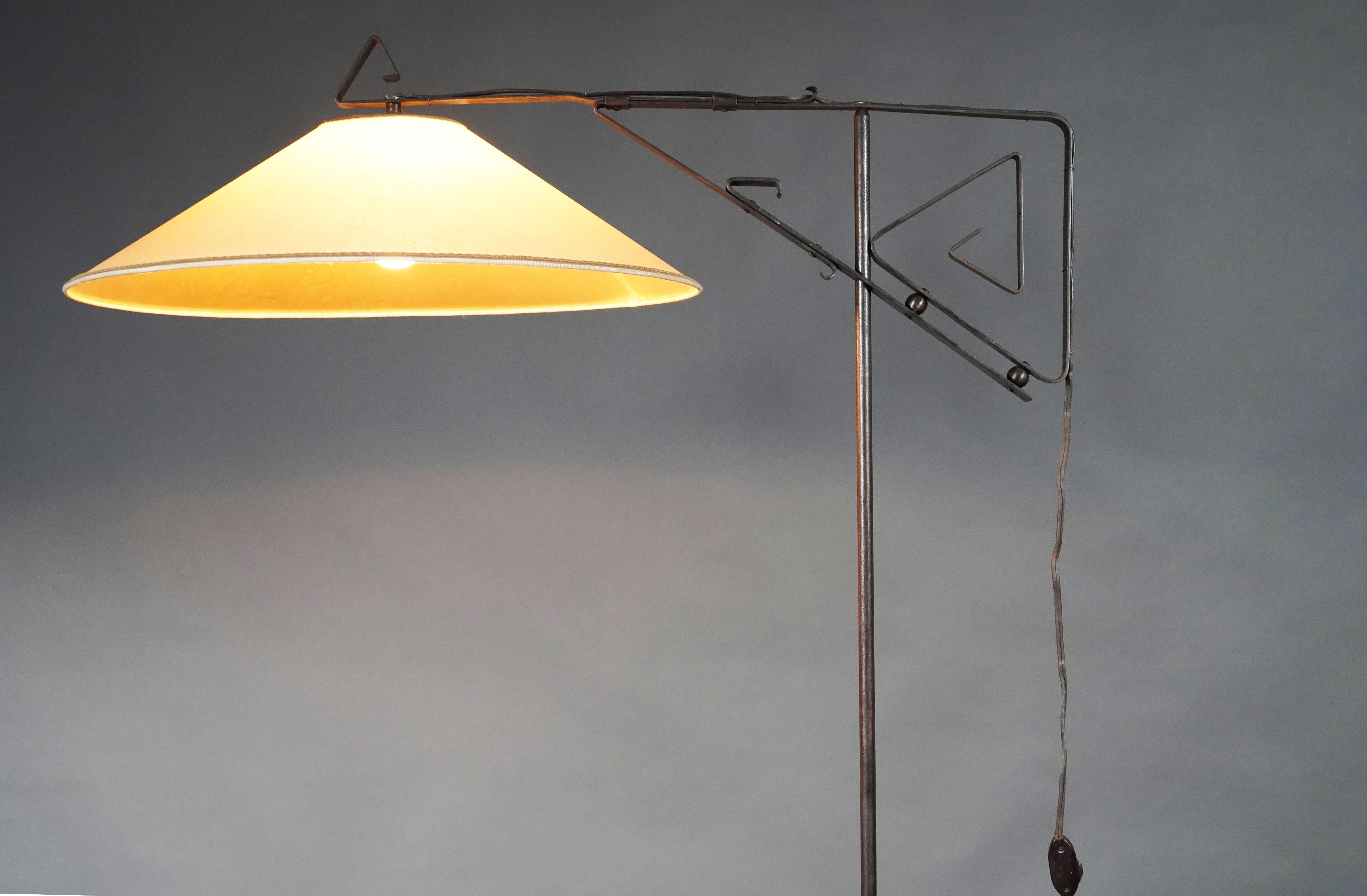 Arts and Crafts A Metal Floor Lamp , France , Circa 1930 For Sale