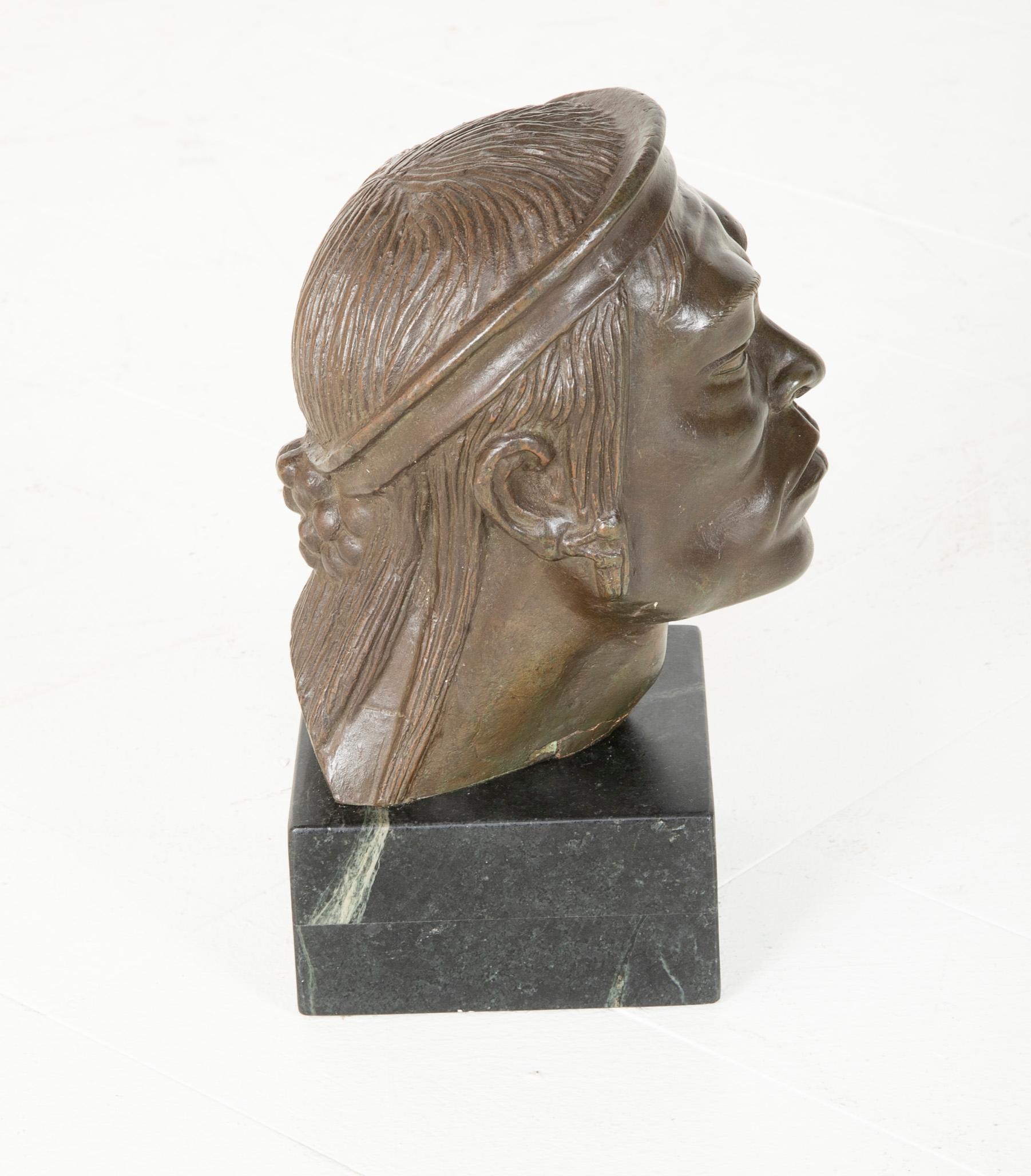 Mexican Bronze Bust, circa 1920s In Good Condition For Sale In Stamford, CT