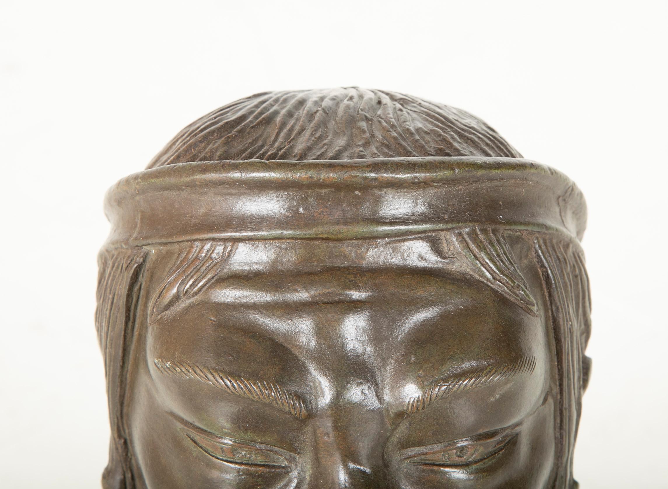 Early 20th Century Mexican Bronze Bust, circa 1920s For Sale