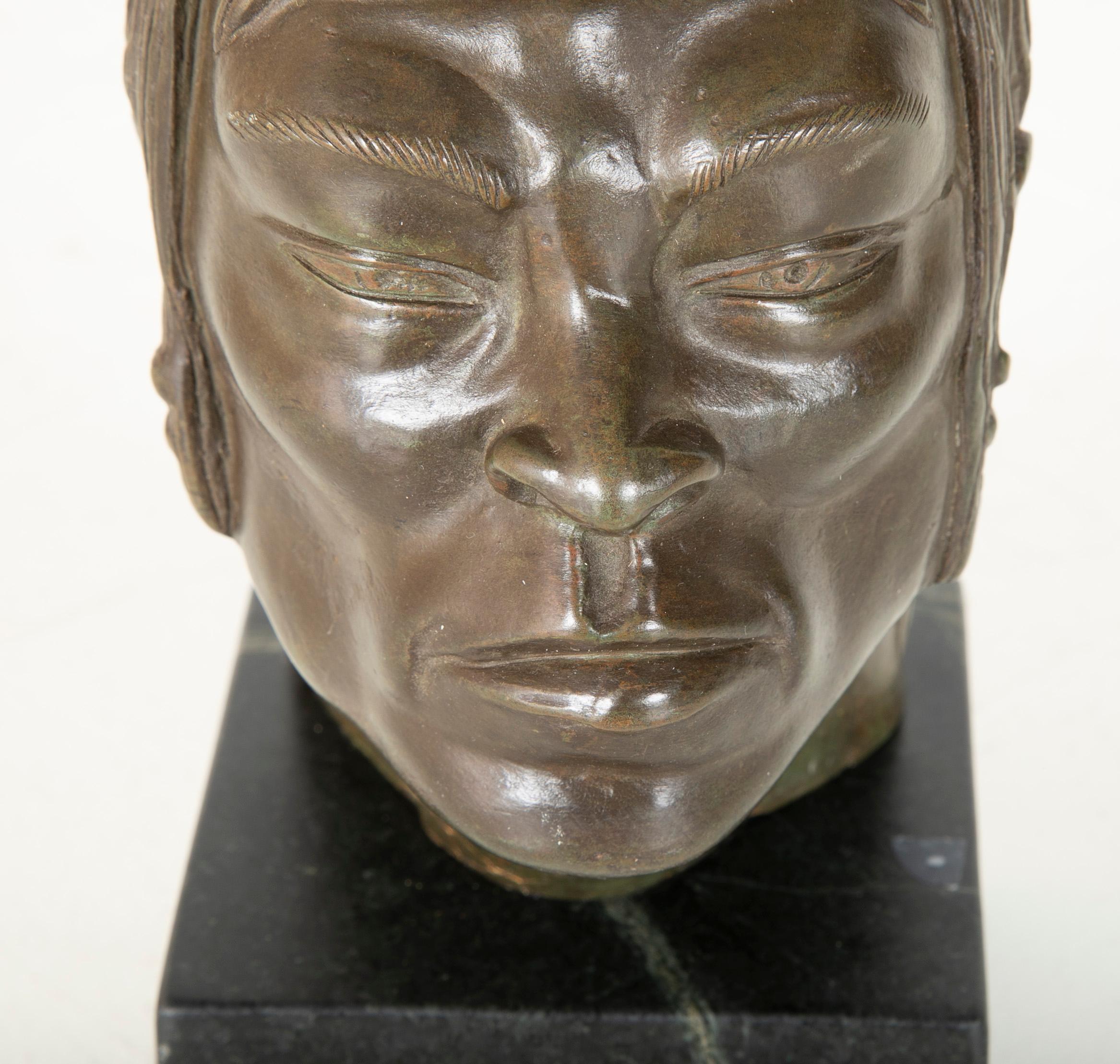 Mexican Bronze Bust, circa 1920s For Sale 1