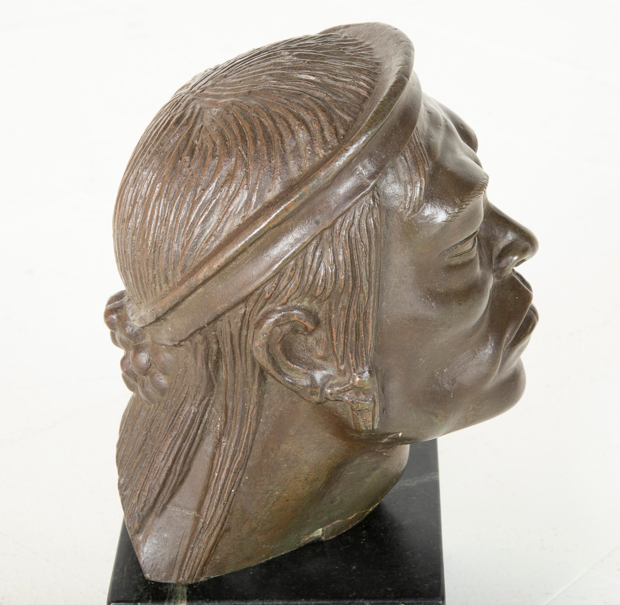 Mexican Bronze Bust, circa 1920s For Sale 2