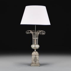 A Mi-19th century Neoclassical Silver Plated Urn as a Lamp