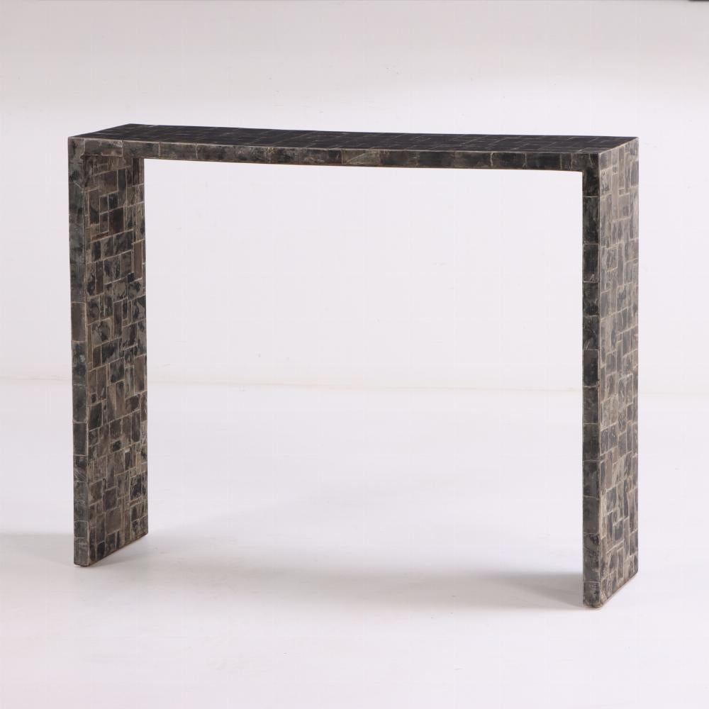 A Mica Covered Console Table, in the manner of Jean-Michel Frank. Contemporary. In Good Condition For Sale In Philadelphia, PA