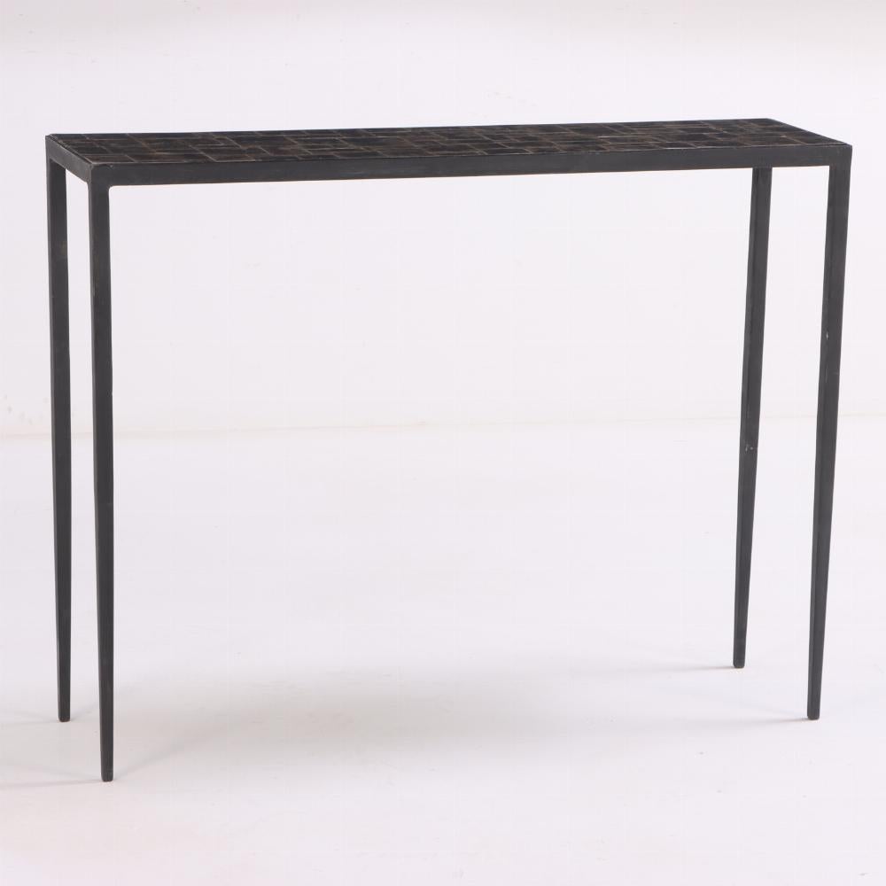 Mid-Century Modern A Mica & Wrought Iron Console Table, in the manner of Jean-Michel Frank.