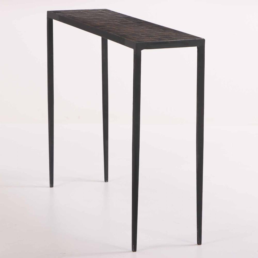 A Mica & Wrought Iron Console Table, in the manner of Jean-Michel Frank. In Good Condition For Sale In Philadelphia, PA