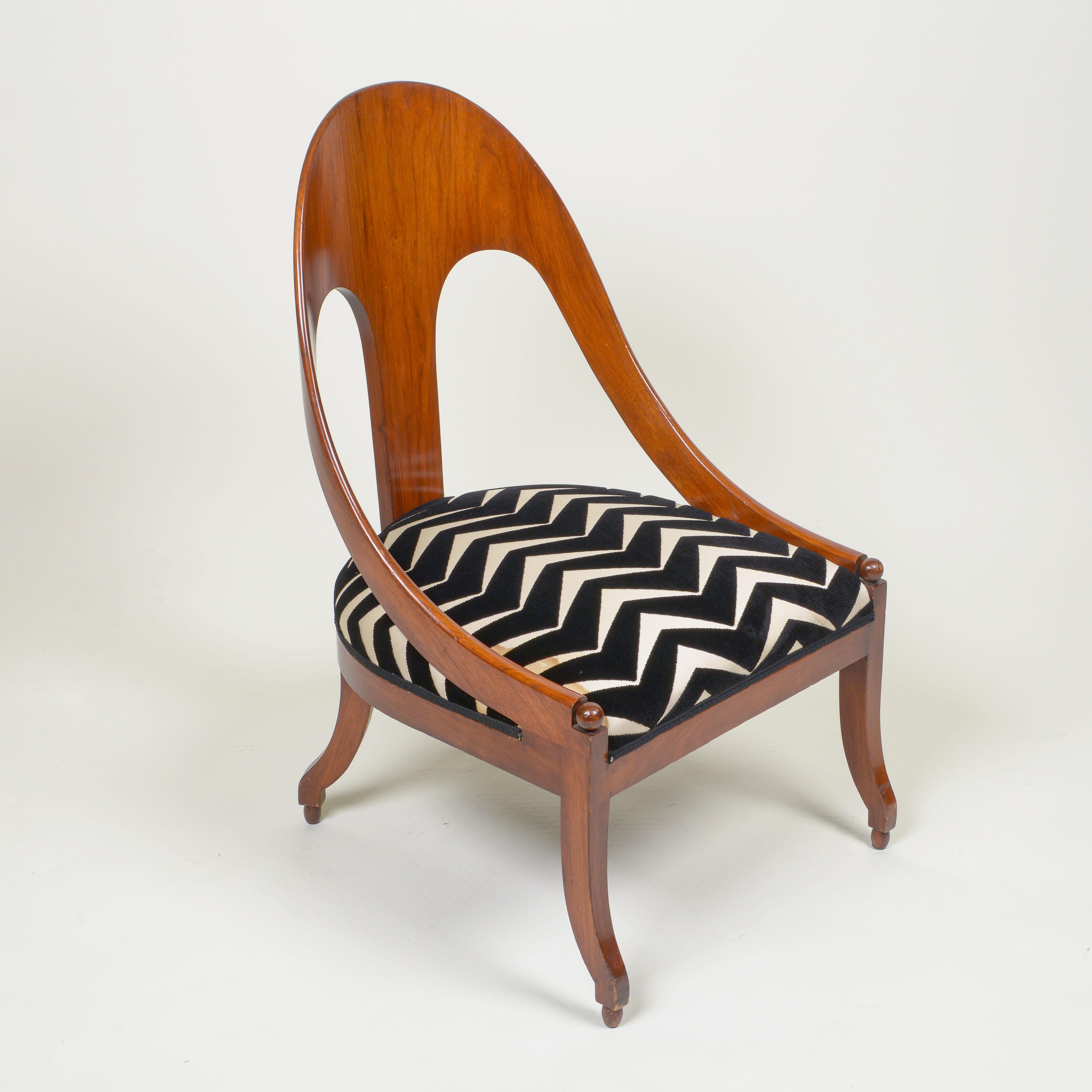 Mid-Century Modern A Michael Taylor for Baker Mahogany Spoonback Slipper Chair For Sale