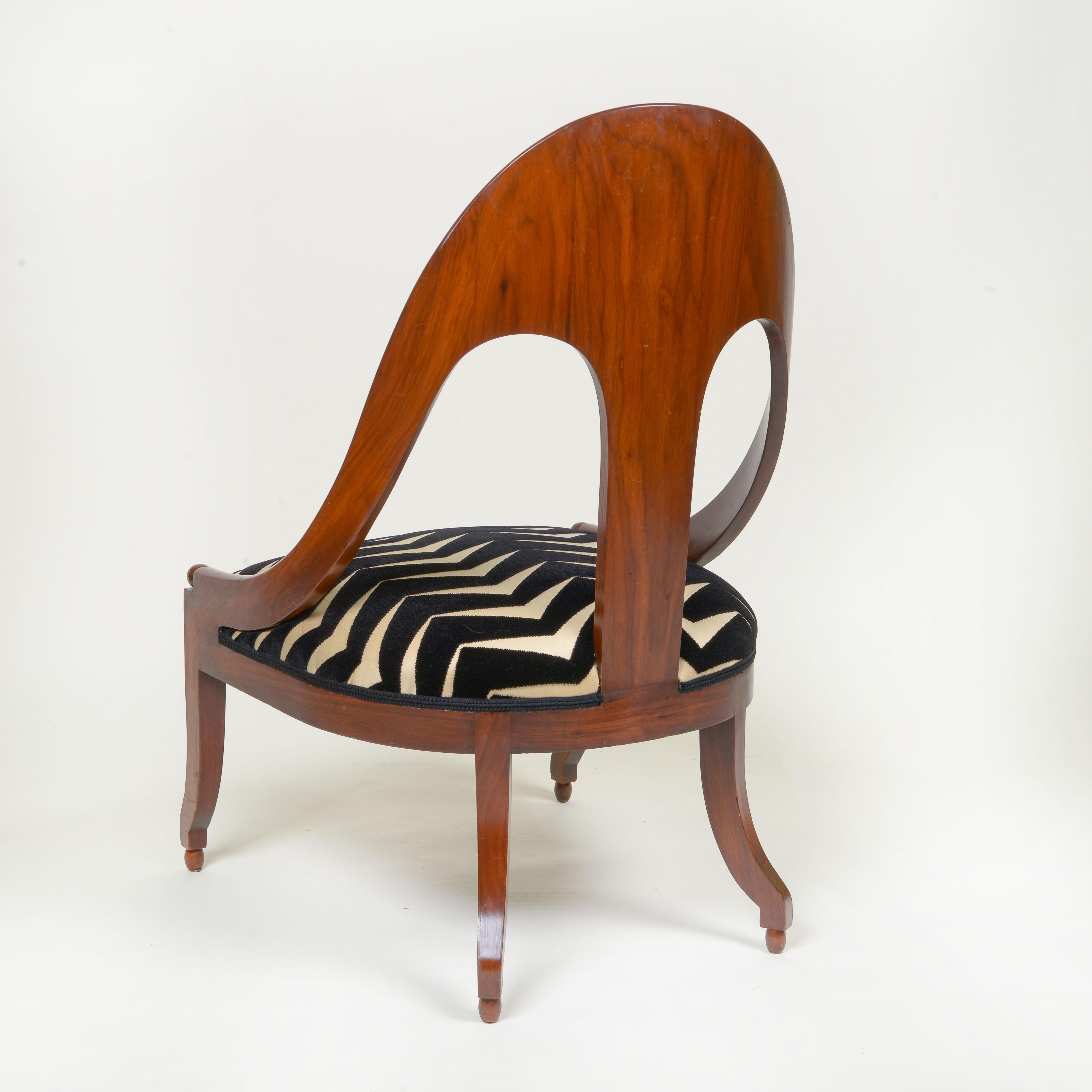 A Michael Taylor for Baker Mahogany Spoonback Slipper Chair In Good Condition For Sale In New York, NY