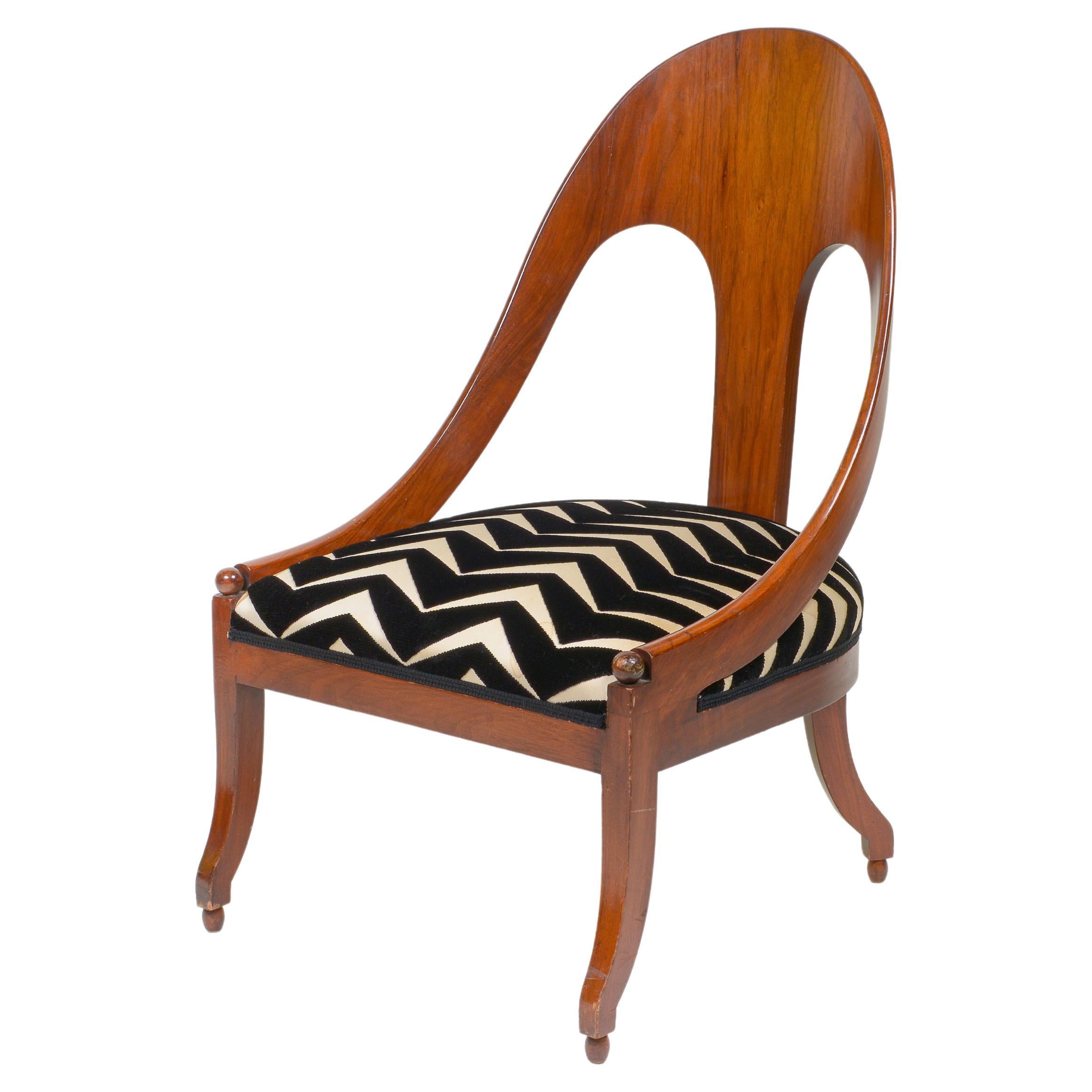 A Michael Taylor for Baker Mahogany Spoonback Slipper Chair For Sale