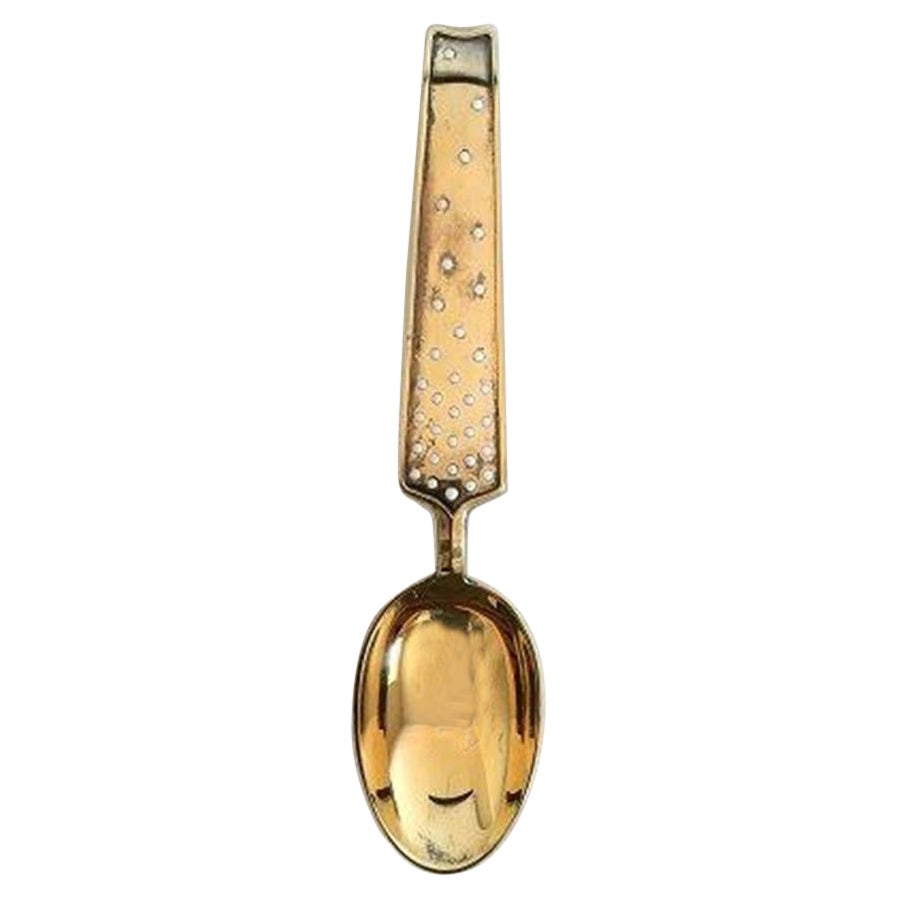 A. Michelsen Christmas Spoon 1947 in Gilded Sterling Silver with Enamel For Sale