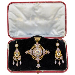 A Micro Mosaic Pendant and Earring Suite
