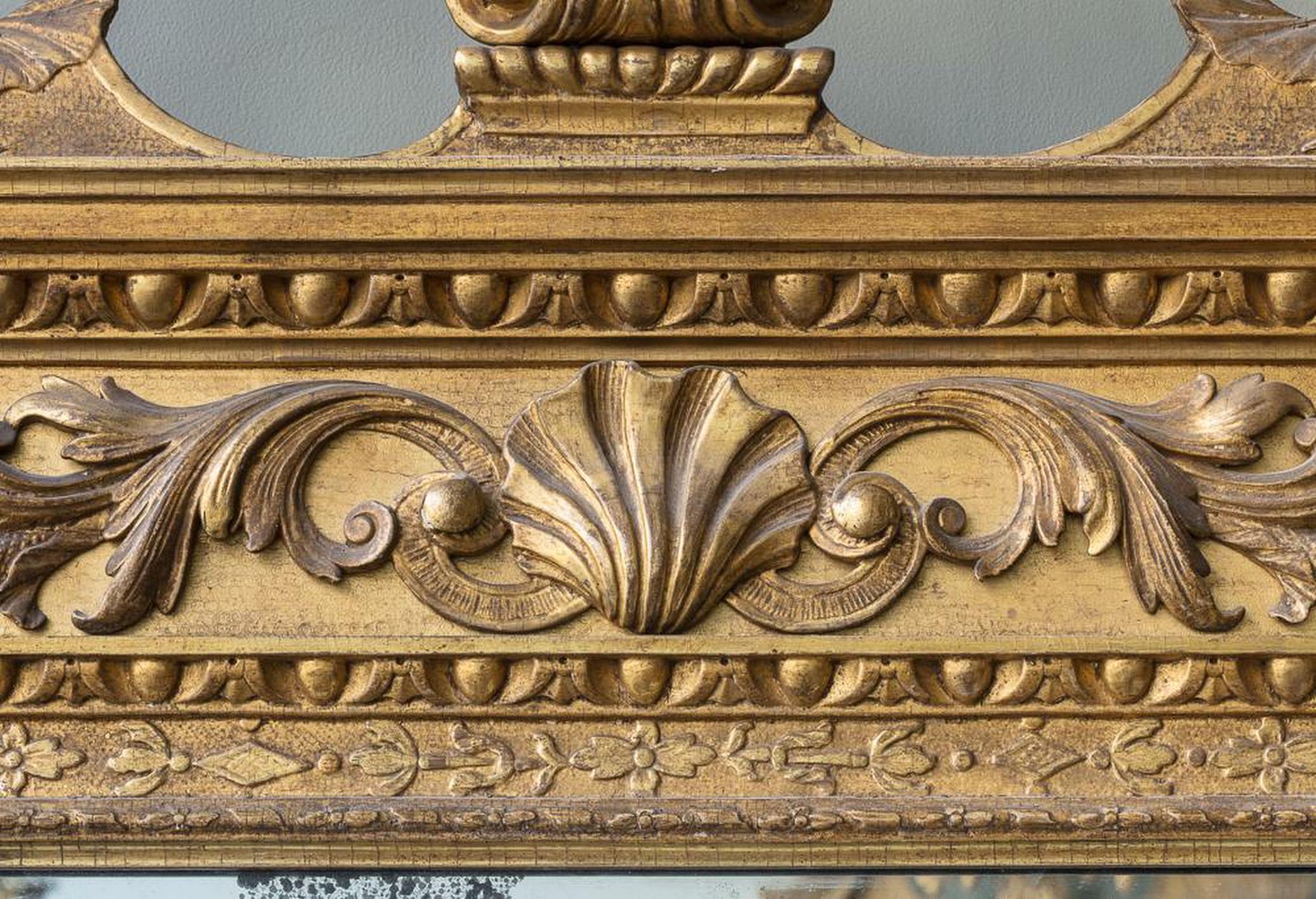 Mid-18th Century Carved Giltwood Overmantle Mirror In Good Condition For Sale In London, GB