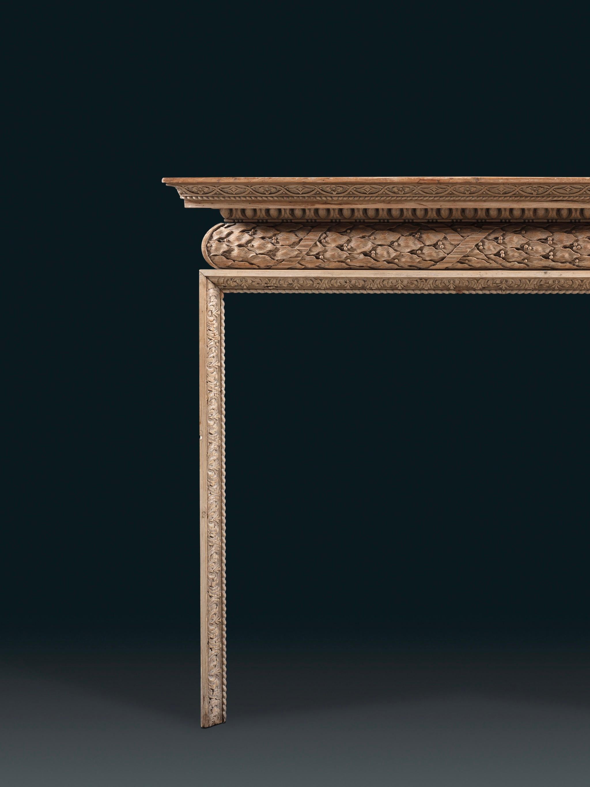 A Mid-18th Century Carved Pine Chimneypiece For Sale 1