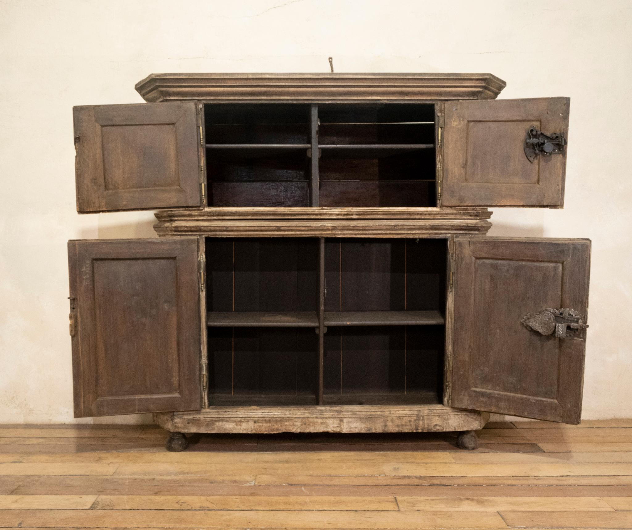 18th Century Rustic French Walnut Buffet Du Corps - Cabinet For Sale 10