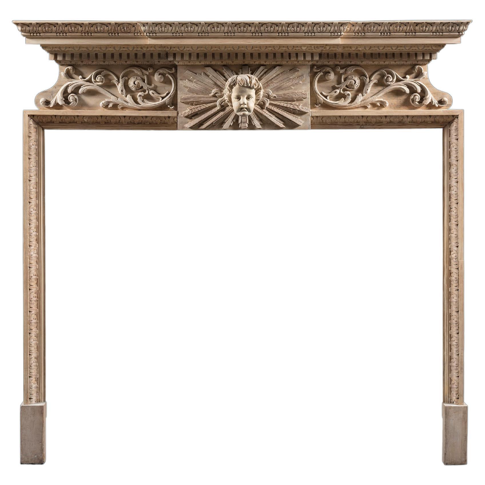 Mid-18th Century George II Carved Pine Chimneypiece For Sale