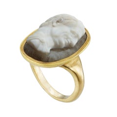 A mid-18th century Italian agate cameo of Emperor Titus