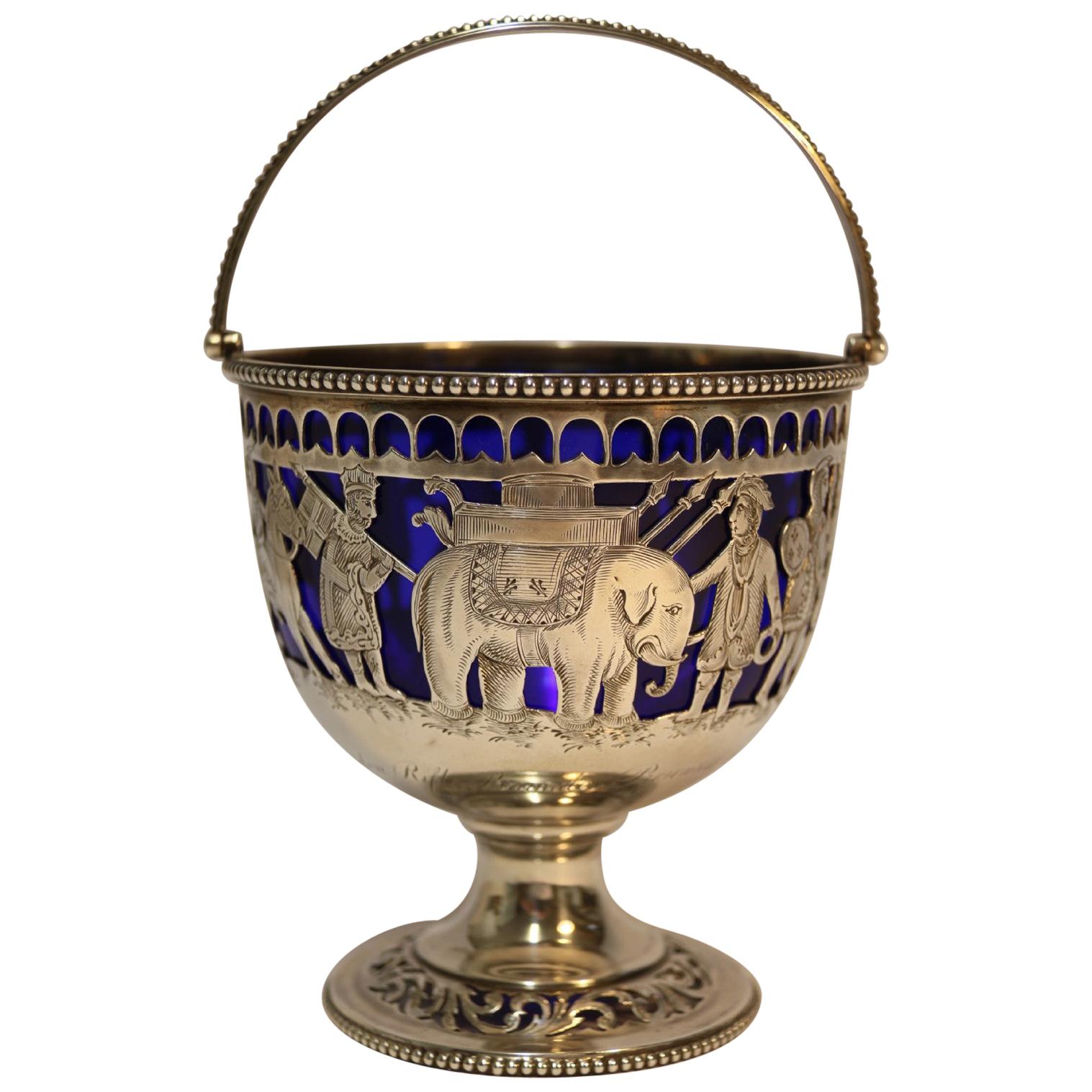 Mid-19th Century Pierced and Engraved Military Silver Presentation Sugar Bowl