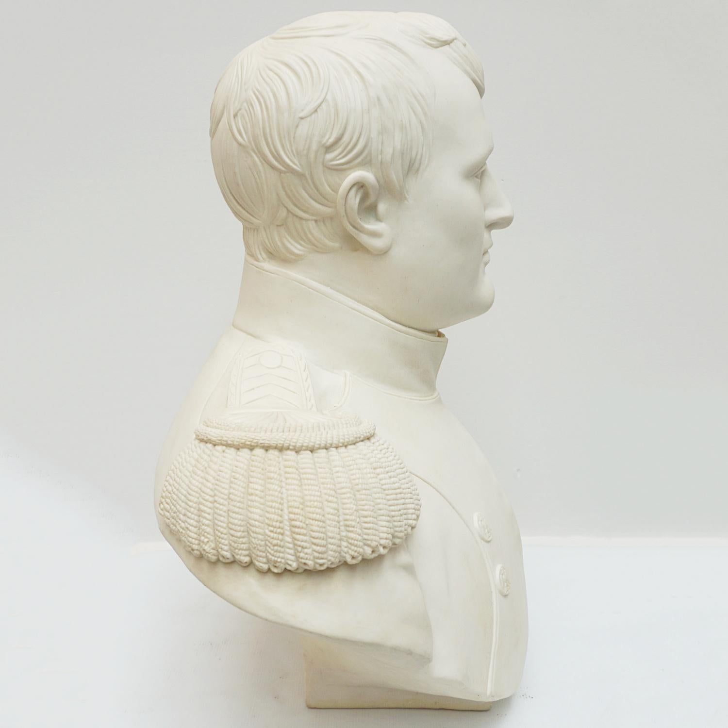 French Mid-19th Century Biscuit Porcelain Portrait Bust of Napoleon Bonapart For Sale