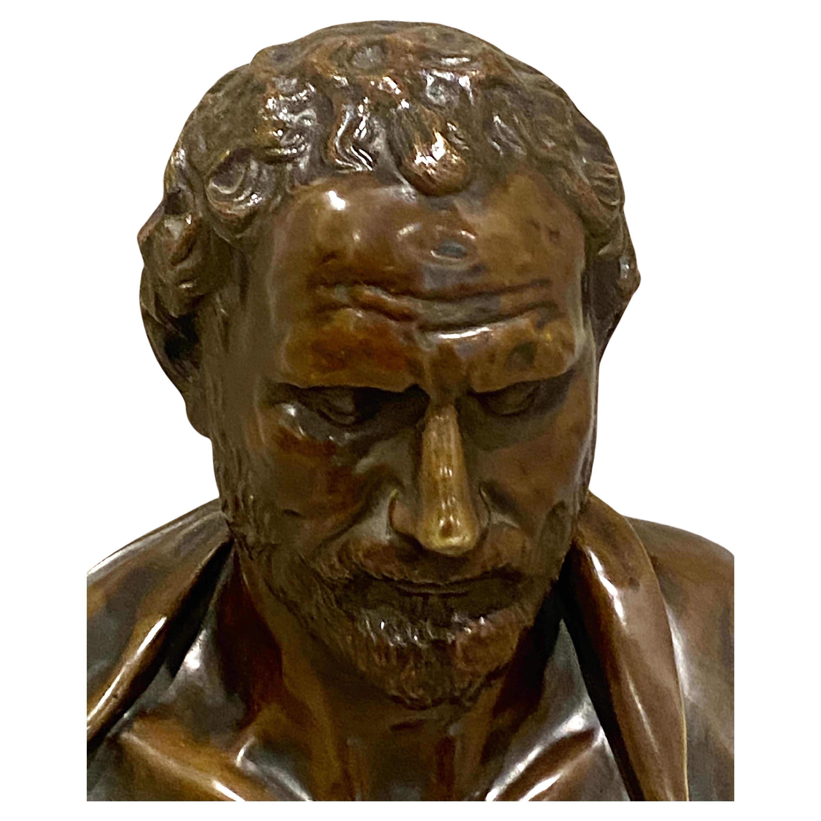 Mid 19th Century Bronze Bust of Demosthenes Signed 
