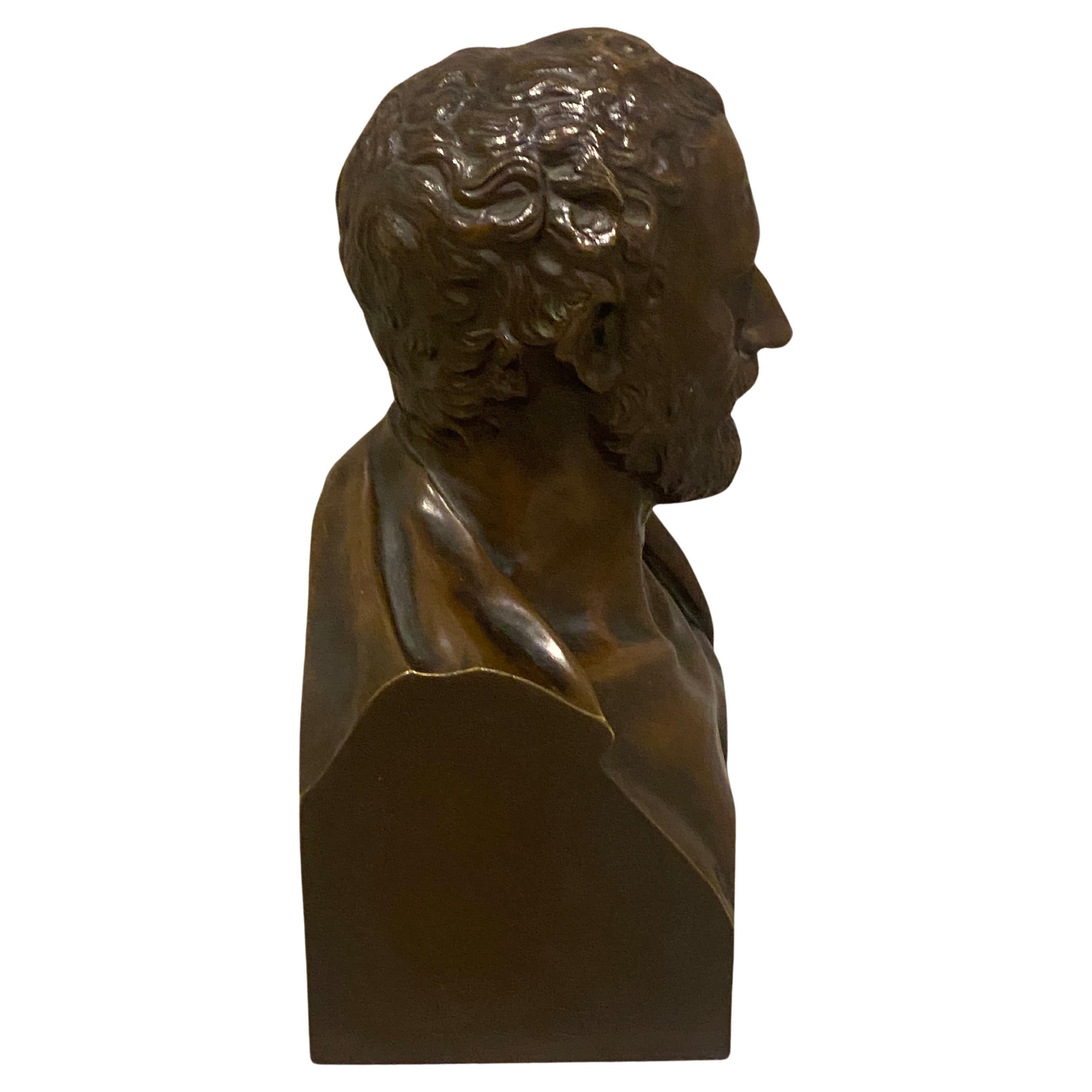 Mid-19th Century Mid 19th Century Bronze Bust of Demosthenes Signed 