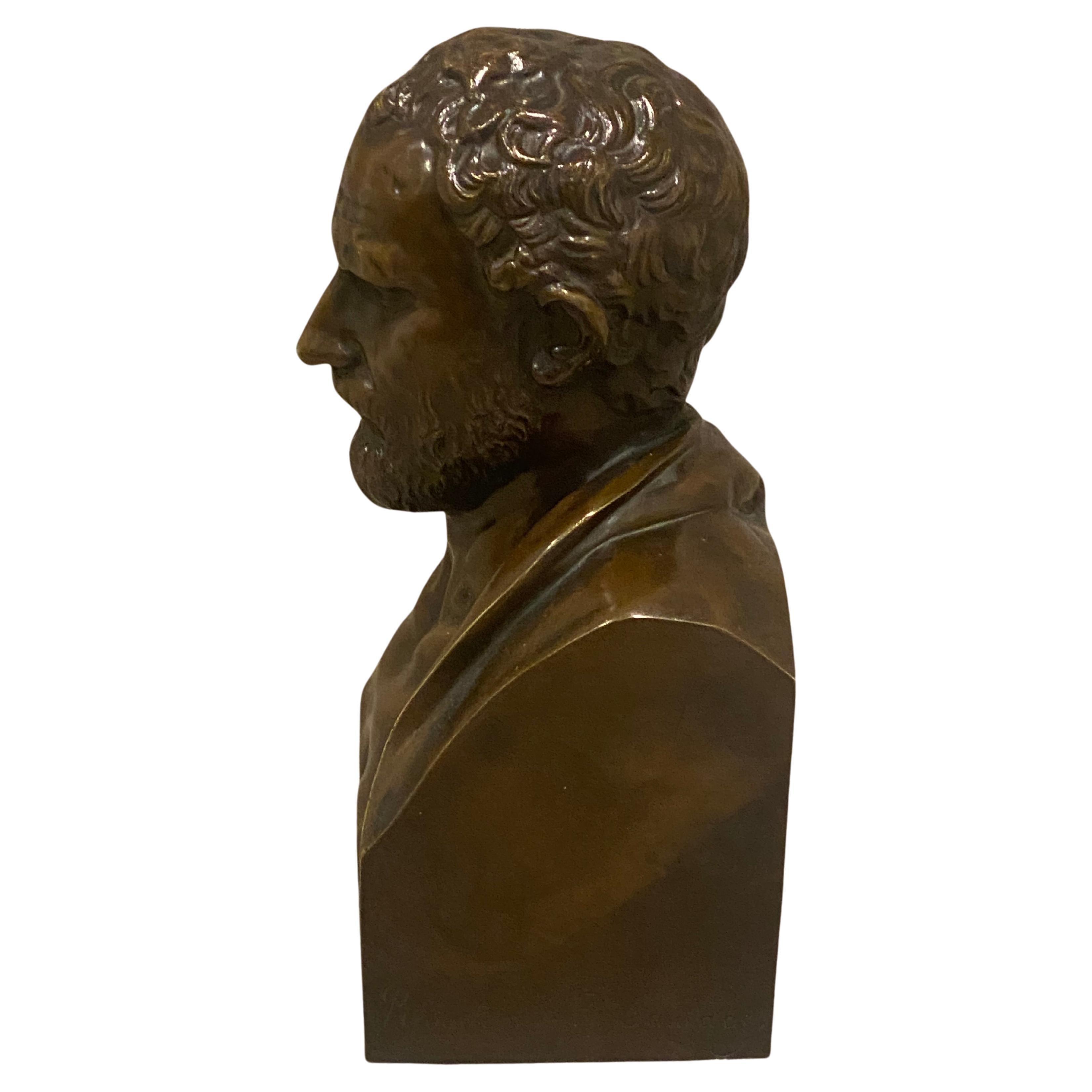 Bronze Buste de démosthèmes en bronze du milieu du 19ème siècle signé « Sauvage de réduction » en vente