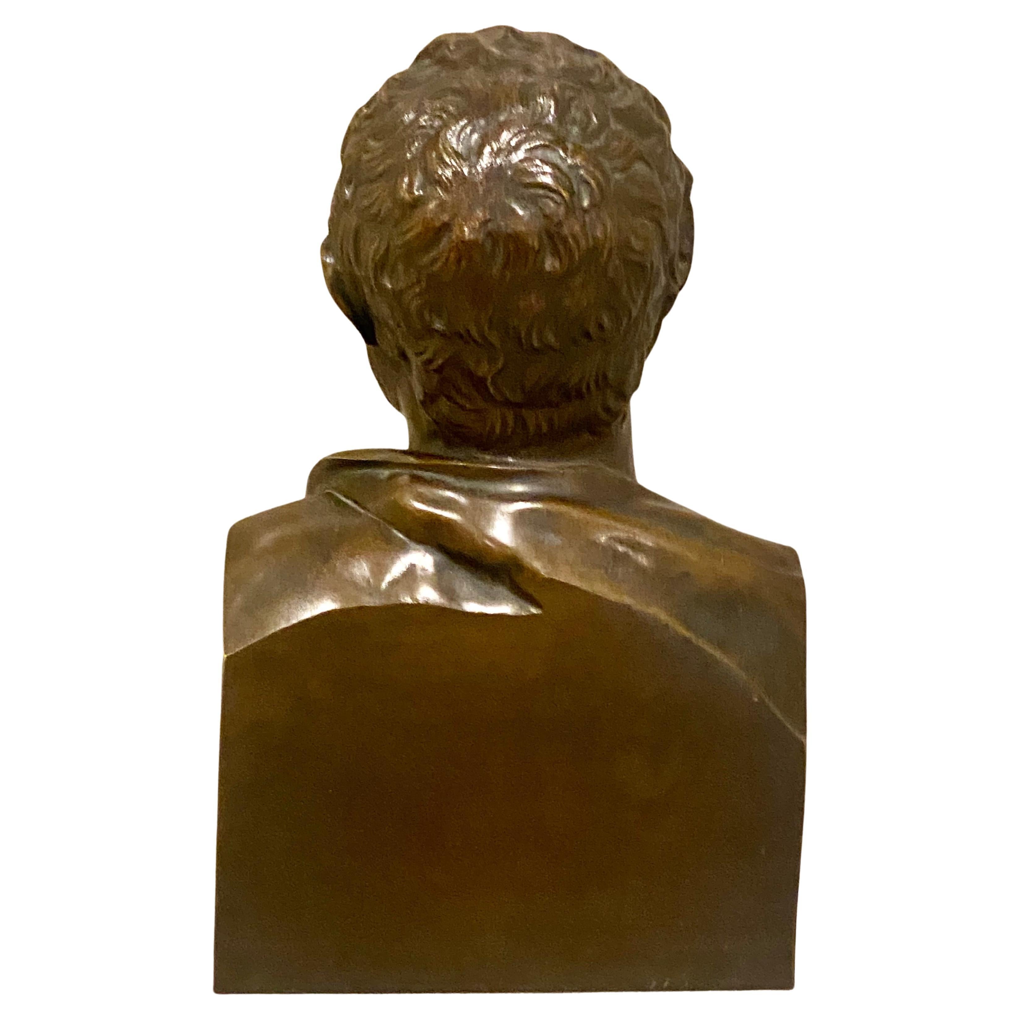 Mid 19th Century Bronze Bust of Demosthenes Signed 
