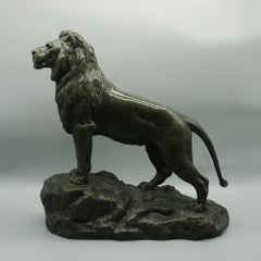 A Mid 19th Century Bronze Sculpture of a Standing Lion