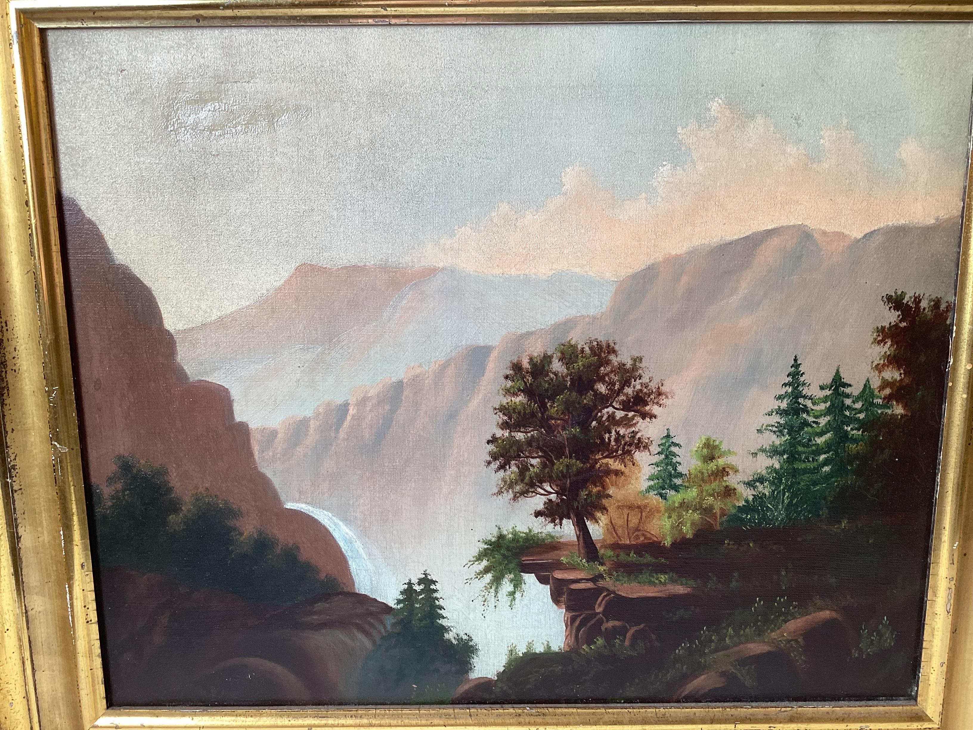 Mid-19th Century Bucolic Scene Oil on Canvas in Original Giltwood Frame For Sale 1