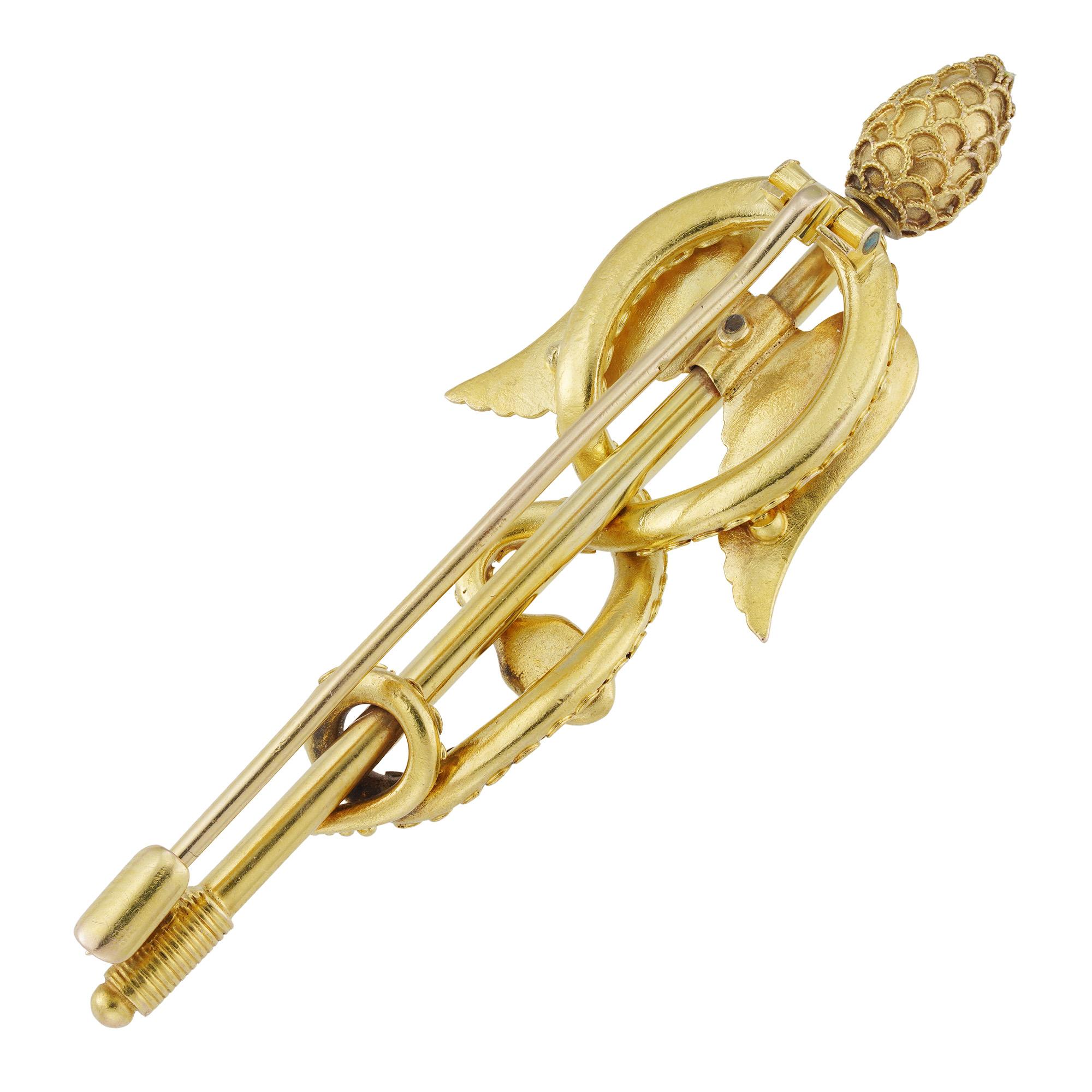 A mid 19th century Caduceus brooch In Good Condition For Sale In London, GB