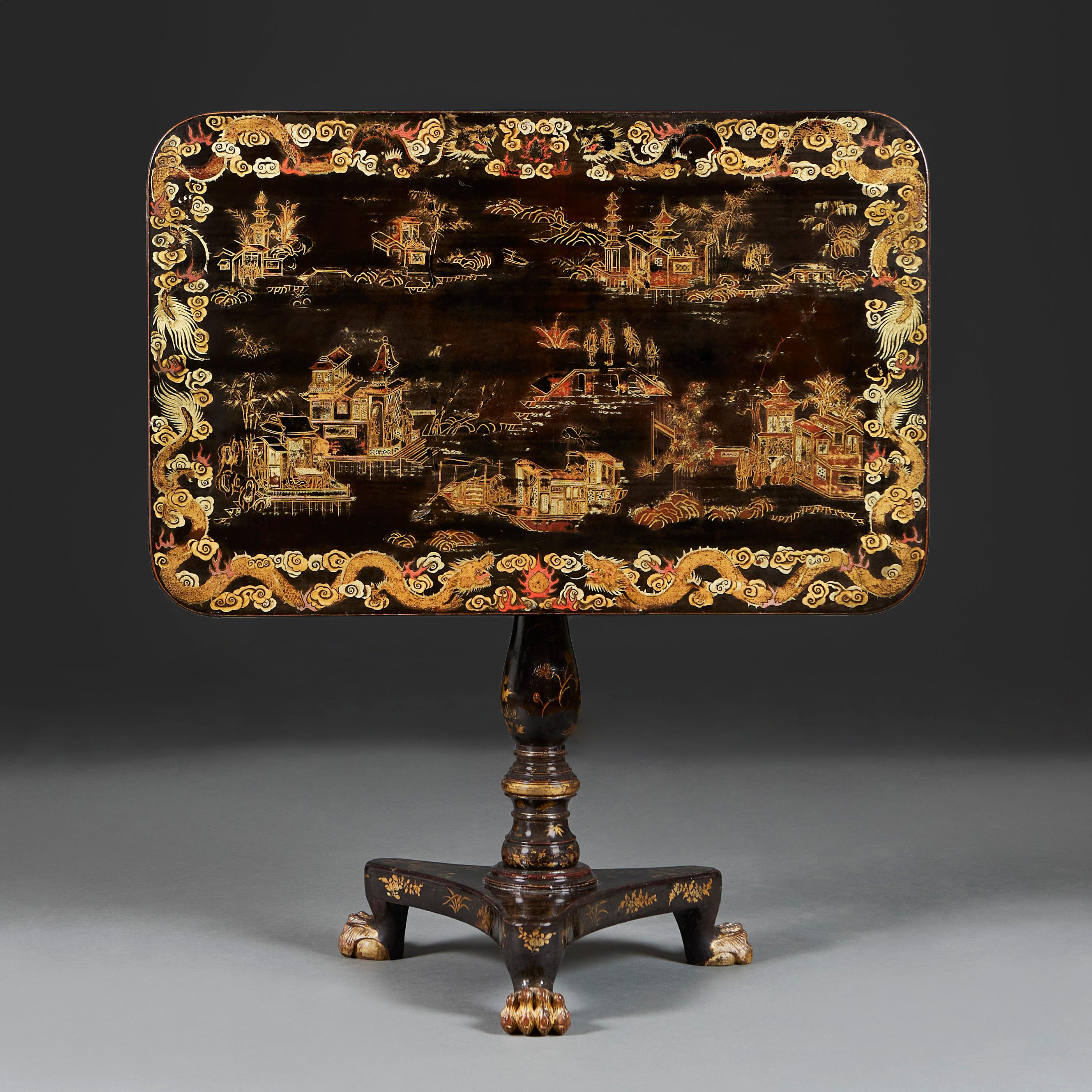 Lacquered Mid-19th Century Chinese Export Lacquer Centre Table