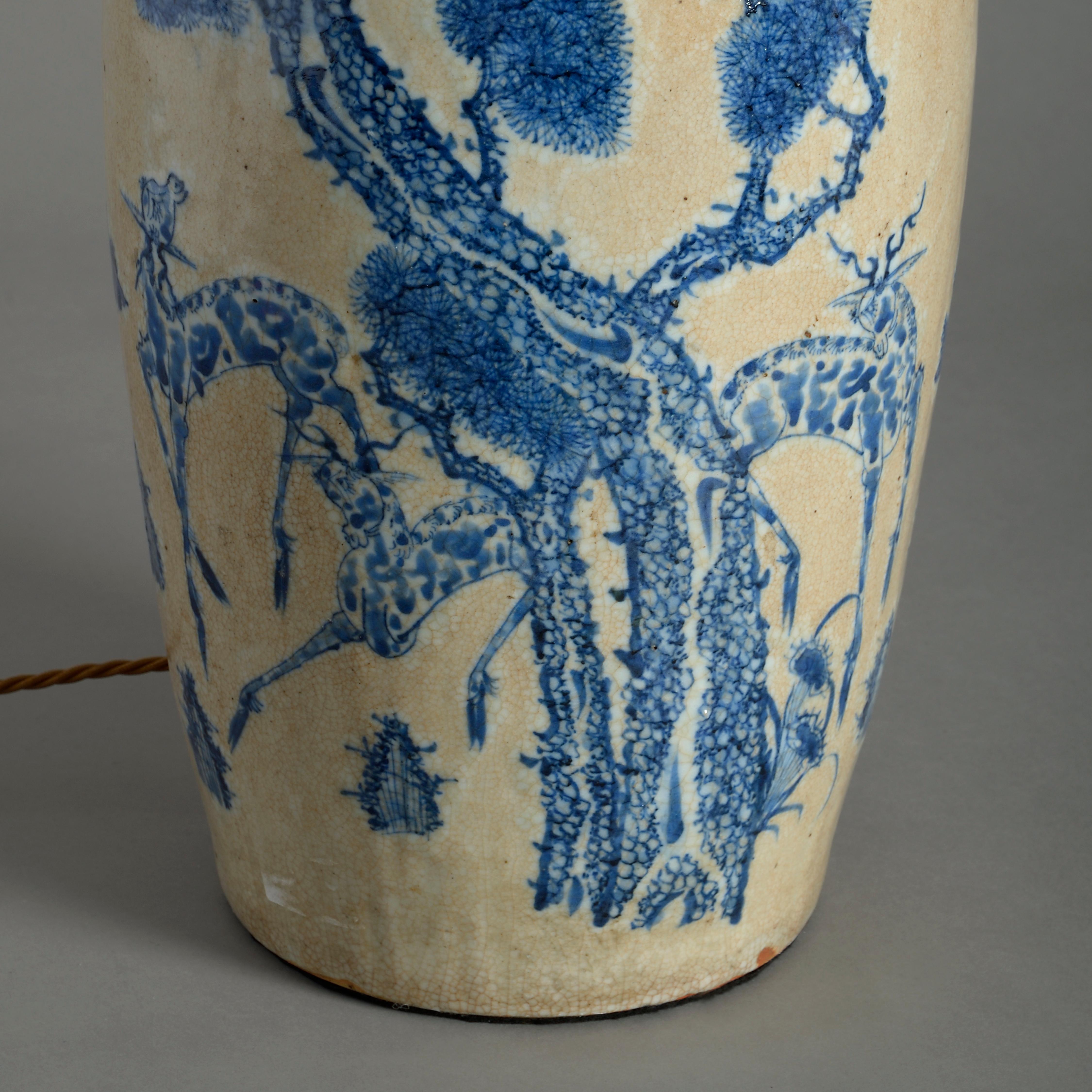 Mid-19th Century Chinese Export Porcelain Vase Lamp In Good Condition In London, GB