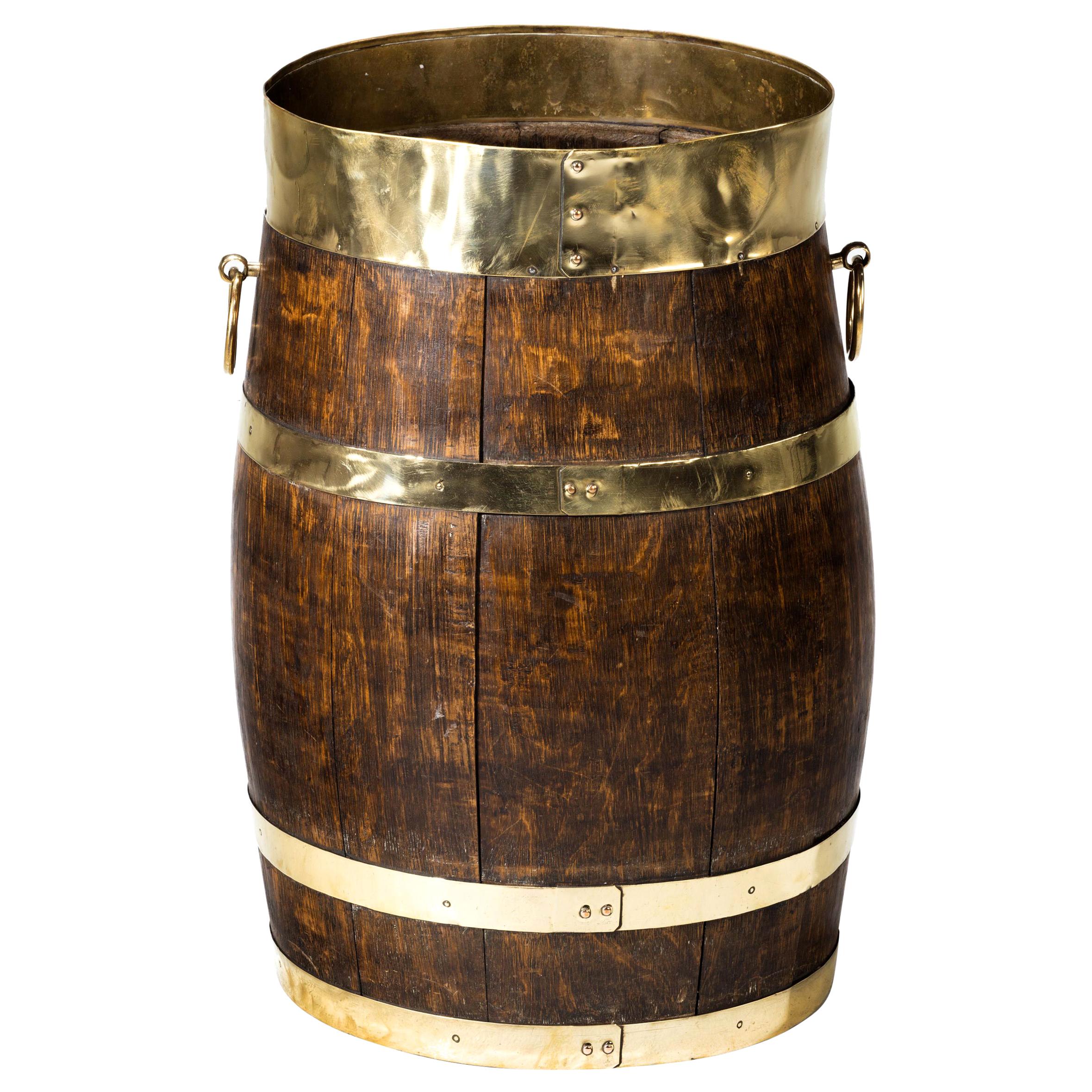 Mid-19th Century Coopered Oak Barrel