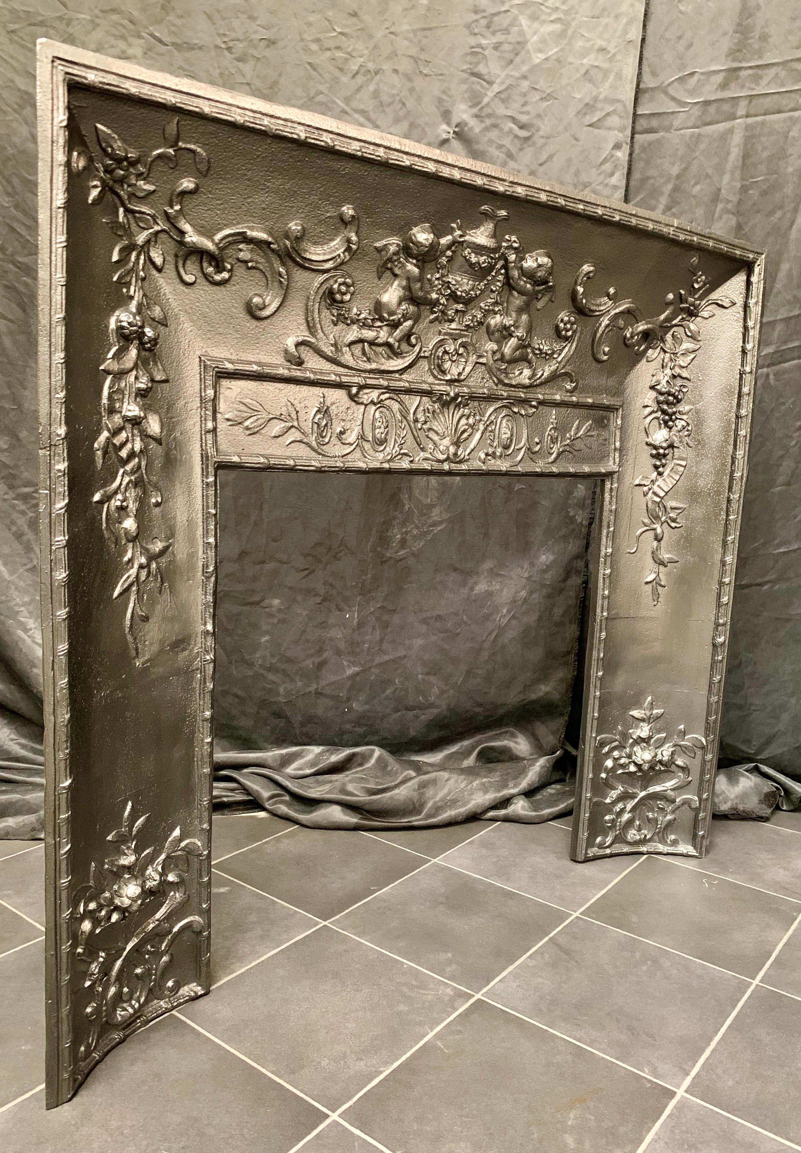 Mid-19th Century French Cast Iron Foliate Fireplace Insert 6