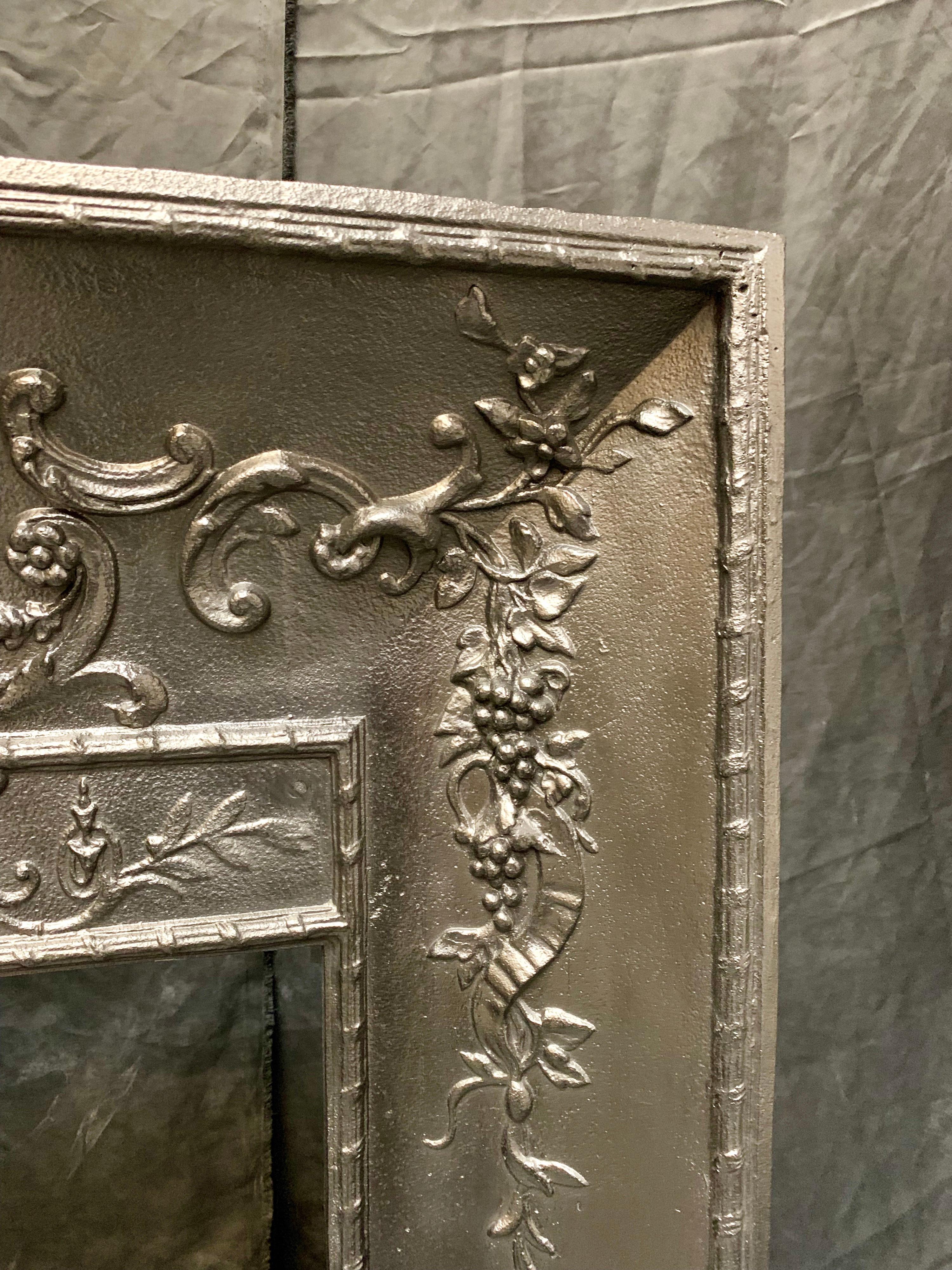 Mid-19th Century French Cast Iron Foliate Fireplace Insert 4