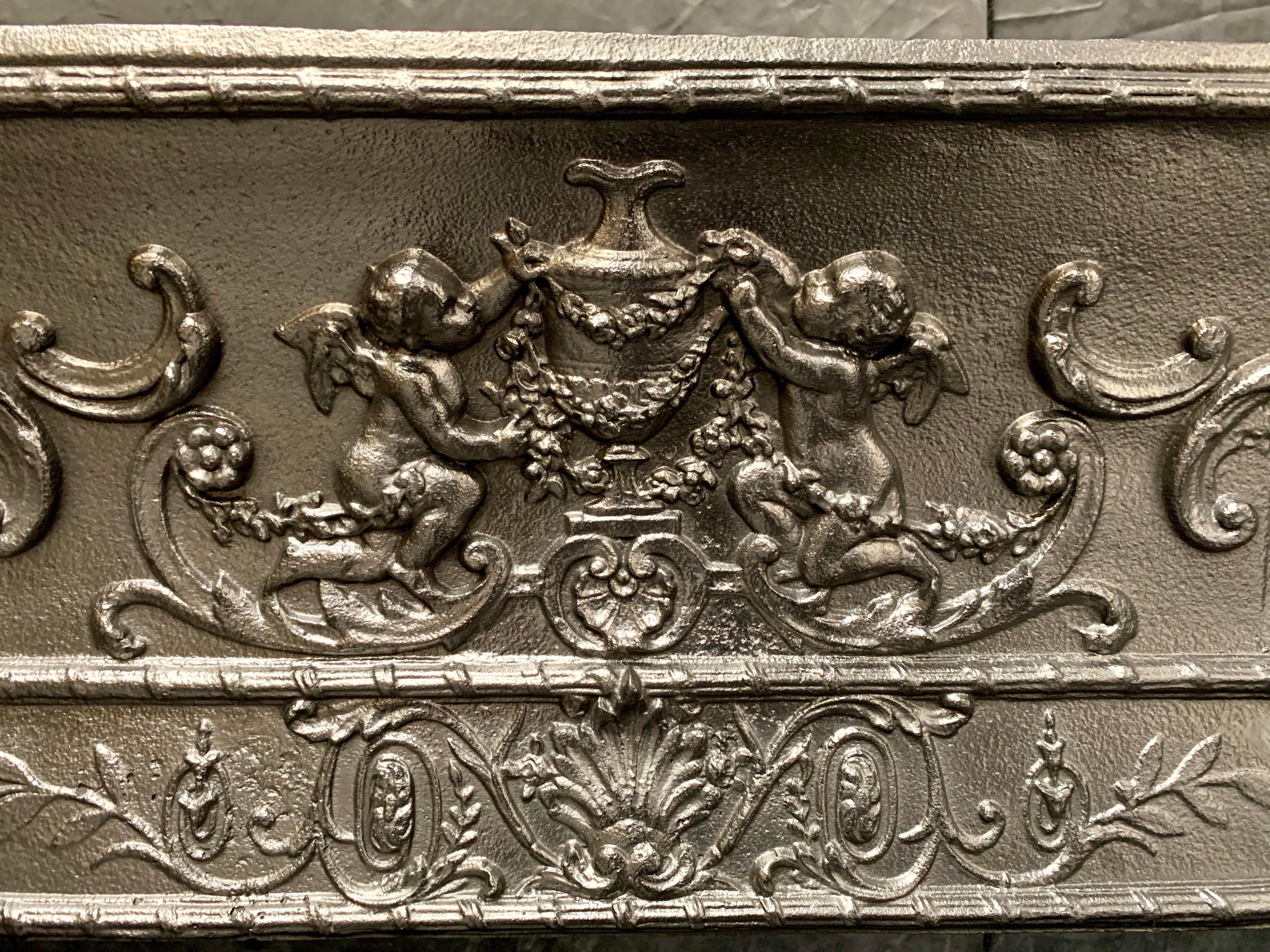Mid-19th Century French Cast Iron Foliate Fireplace Insert 5