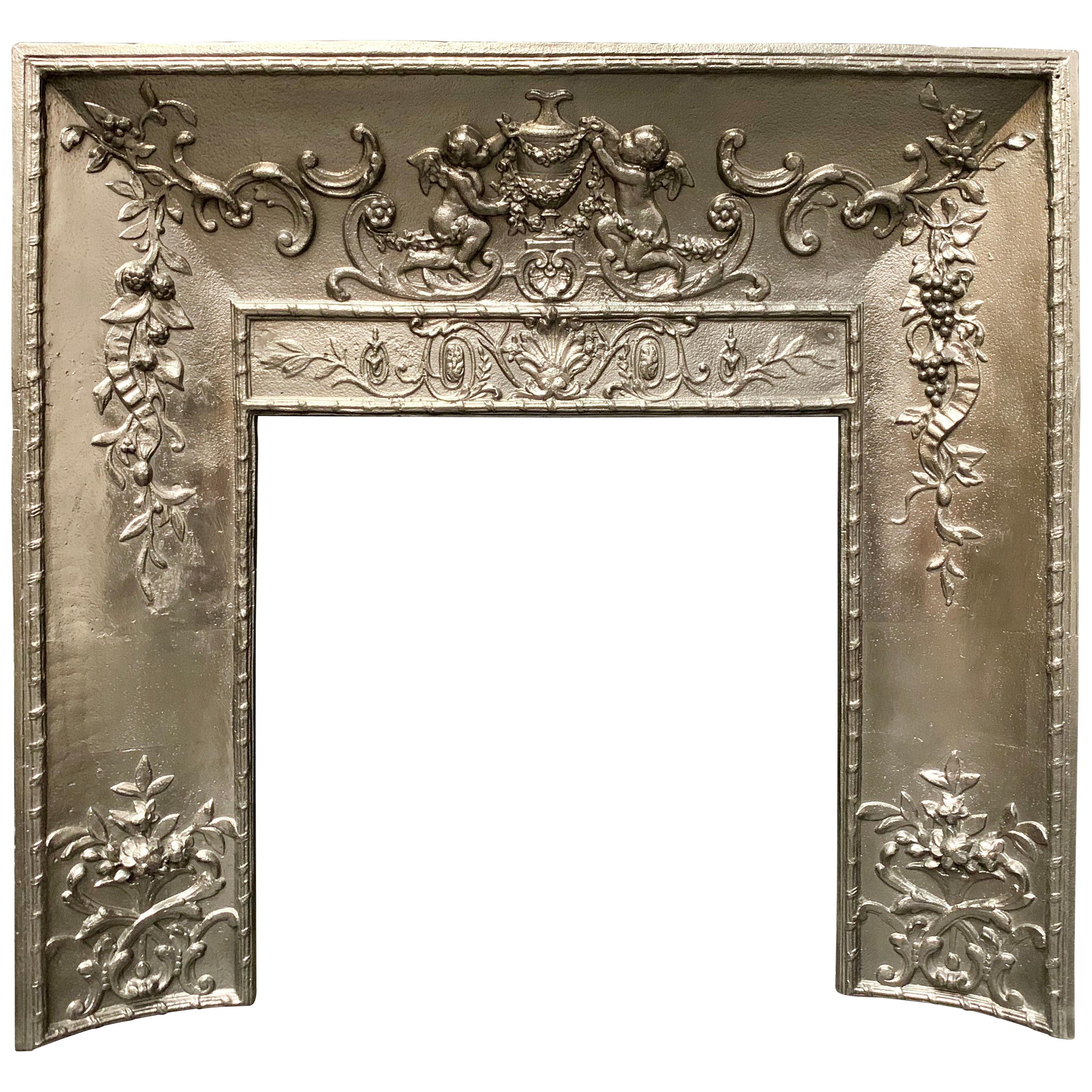 Mid-19th Century French Cast Iron Foliate Fireplace Insert